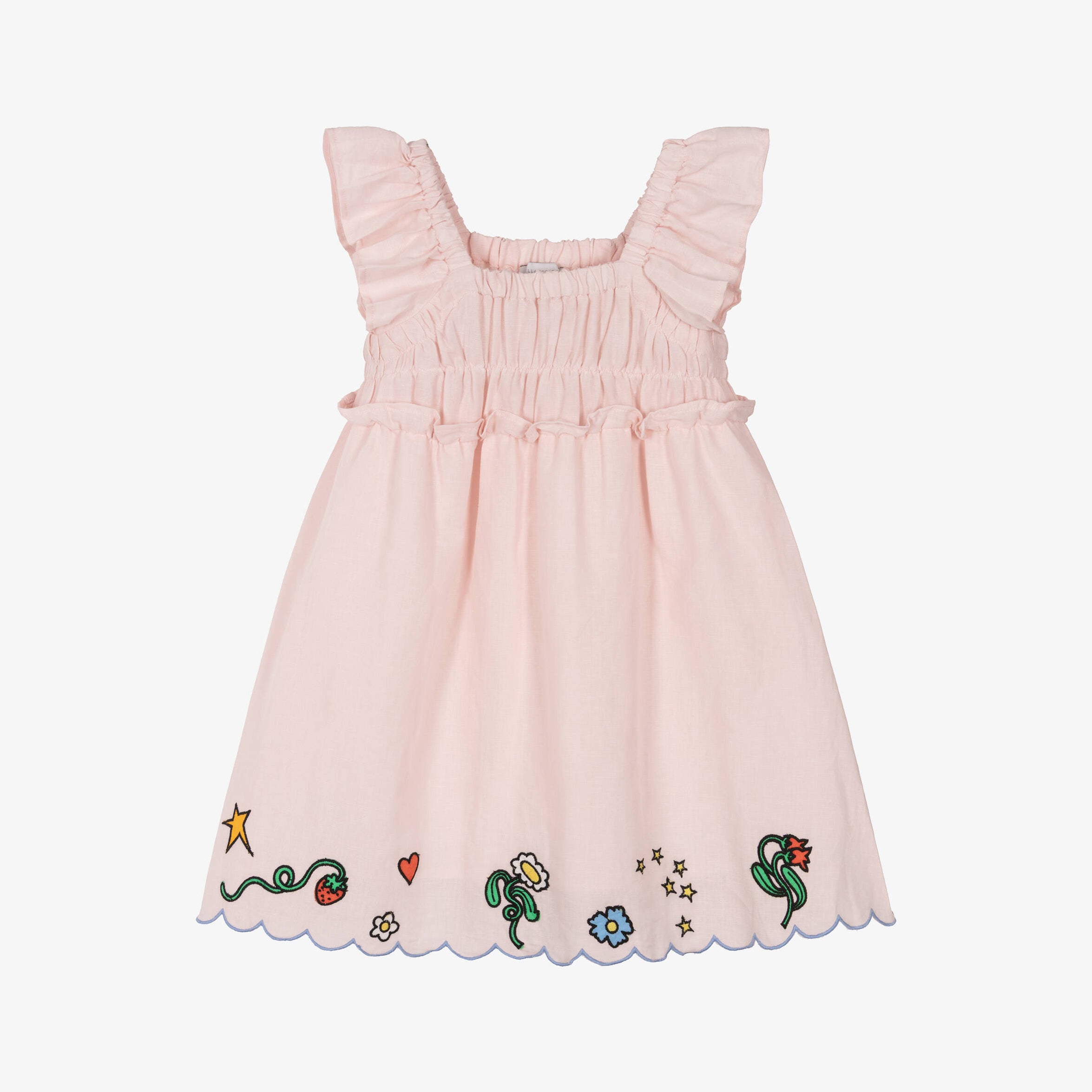 Girls Light Pink Embroidered Dress