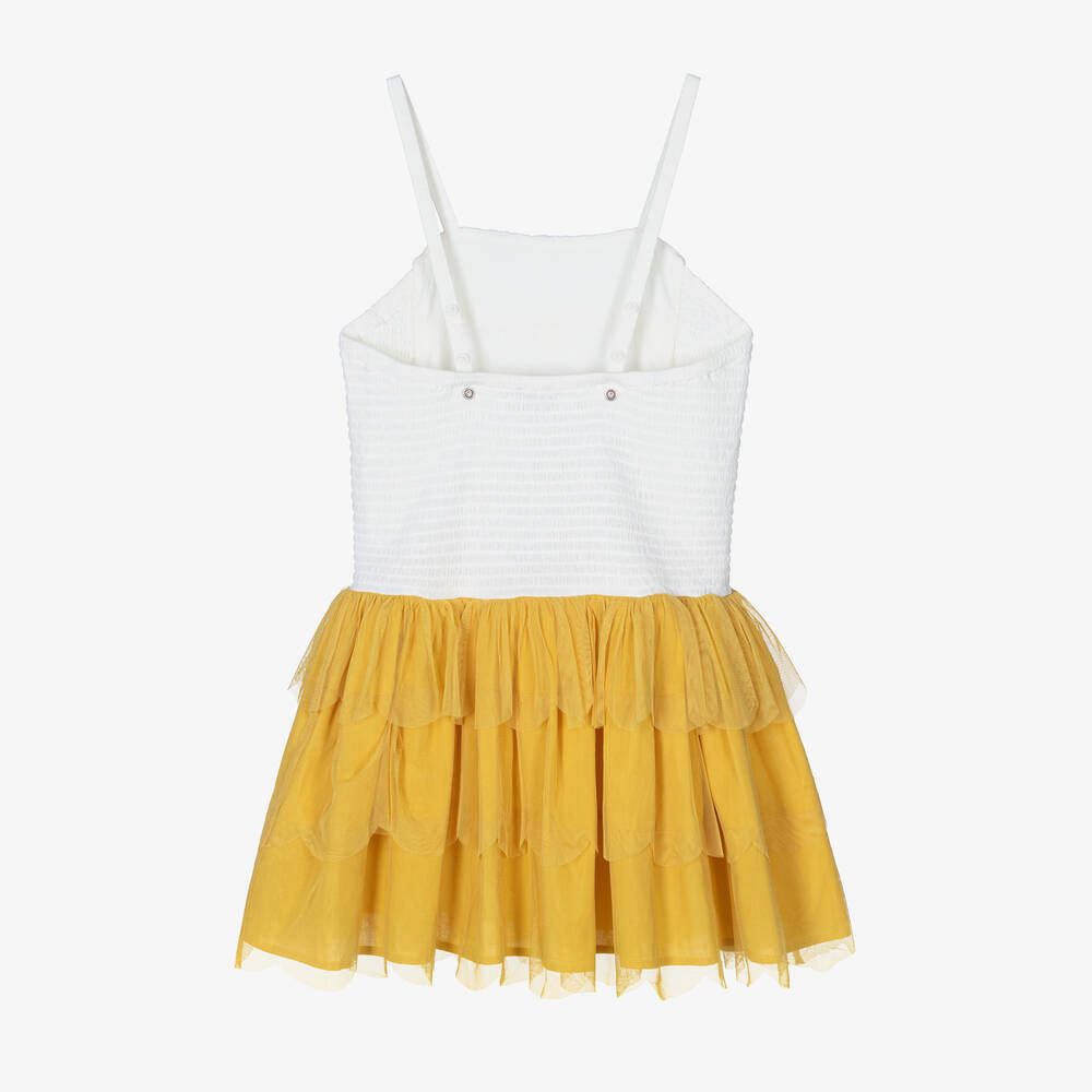 Girls White Bee Cotton Dress