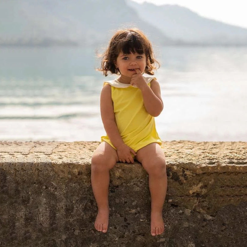 Baby Girls Yellow UV Protective Swim Babysuit(UPF50+)