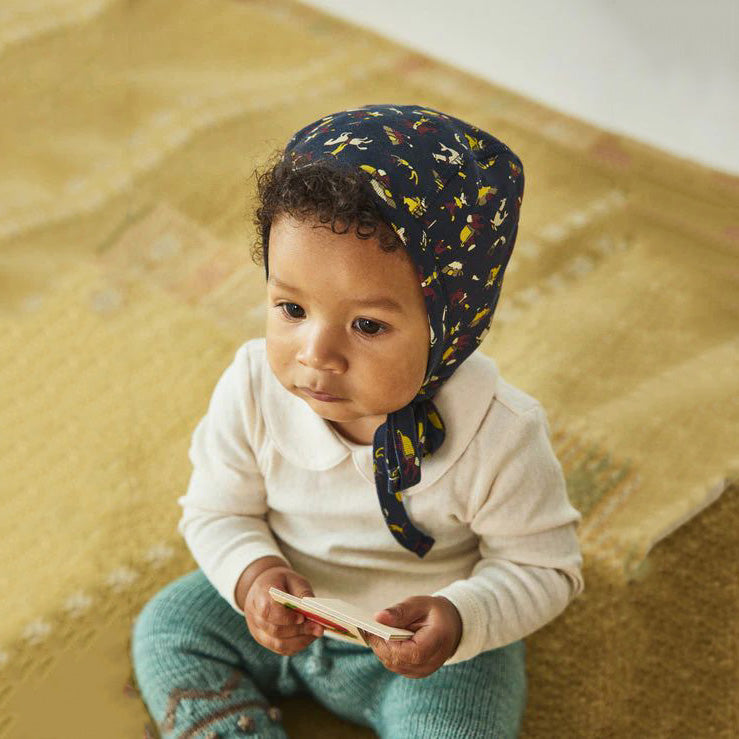 Baby Boys & Girls Navy Printed Cotton Hat