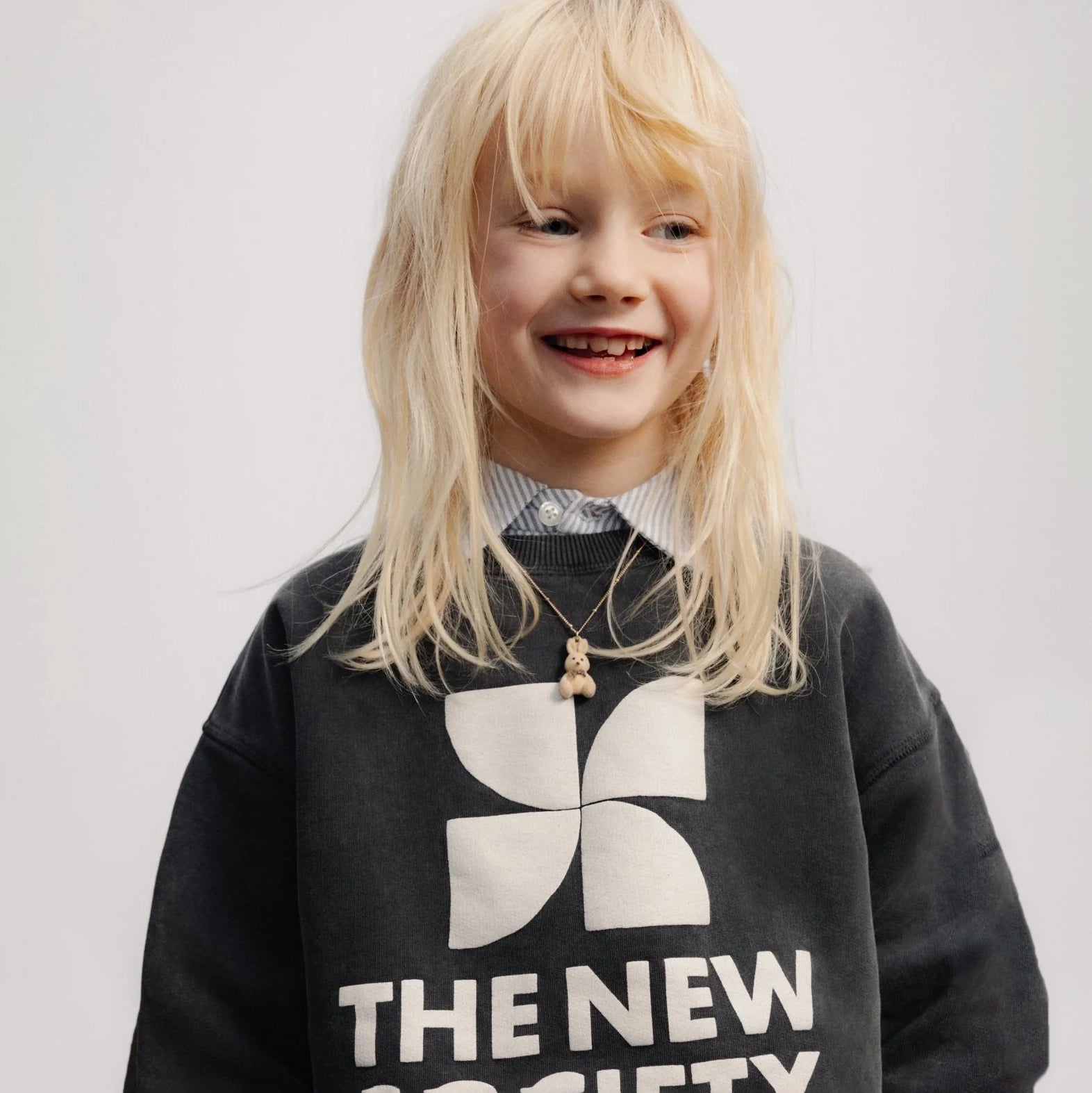 Boys & Girls Black Logo Cotton Sweatshirt