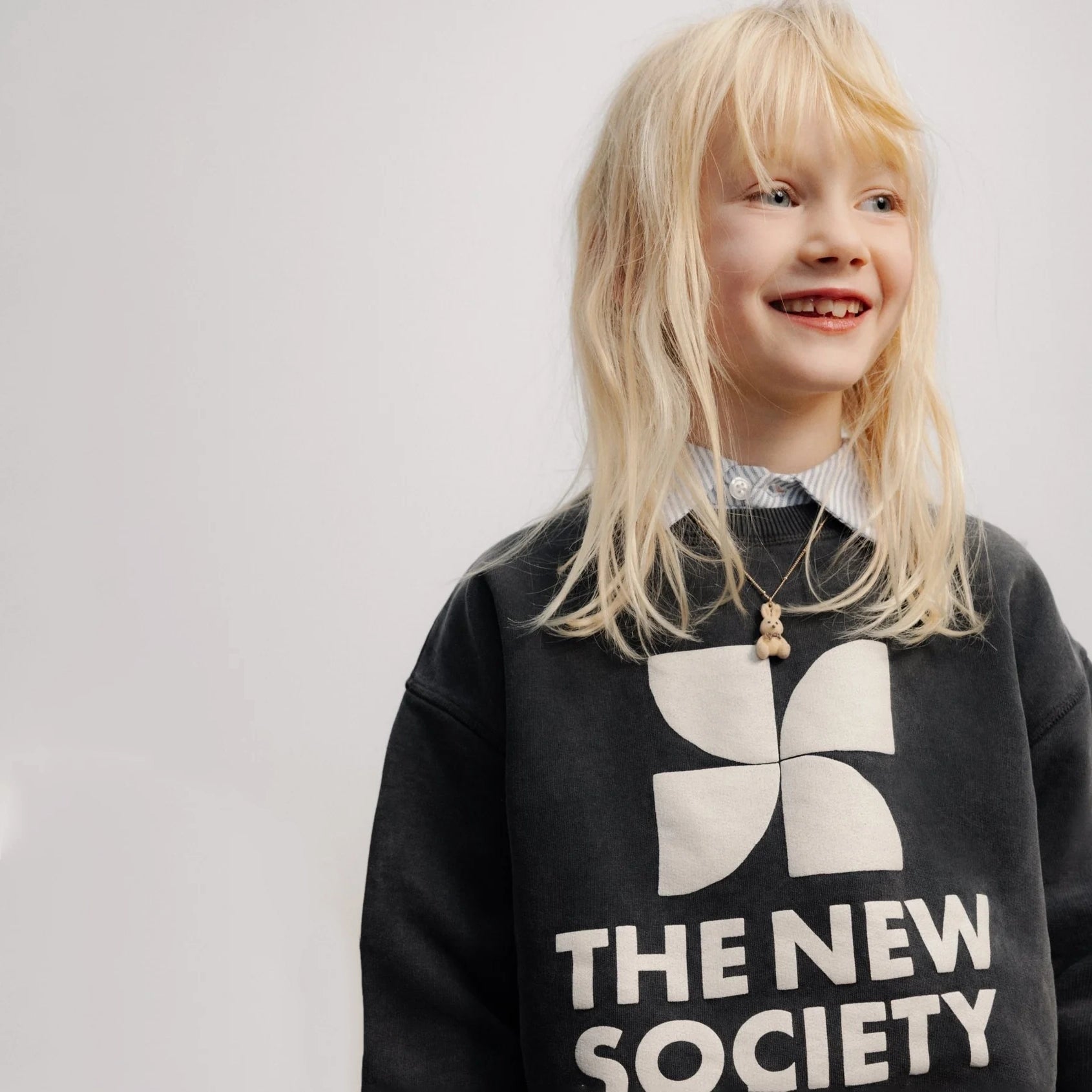 Boys & Girls Black Logo Cotton Sweatshirt
