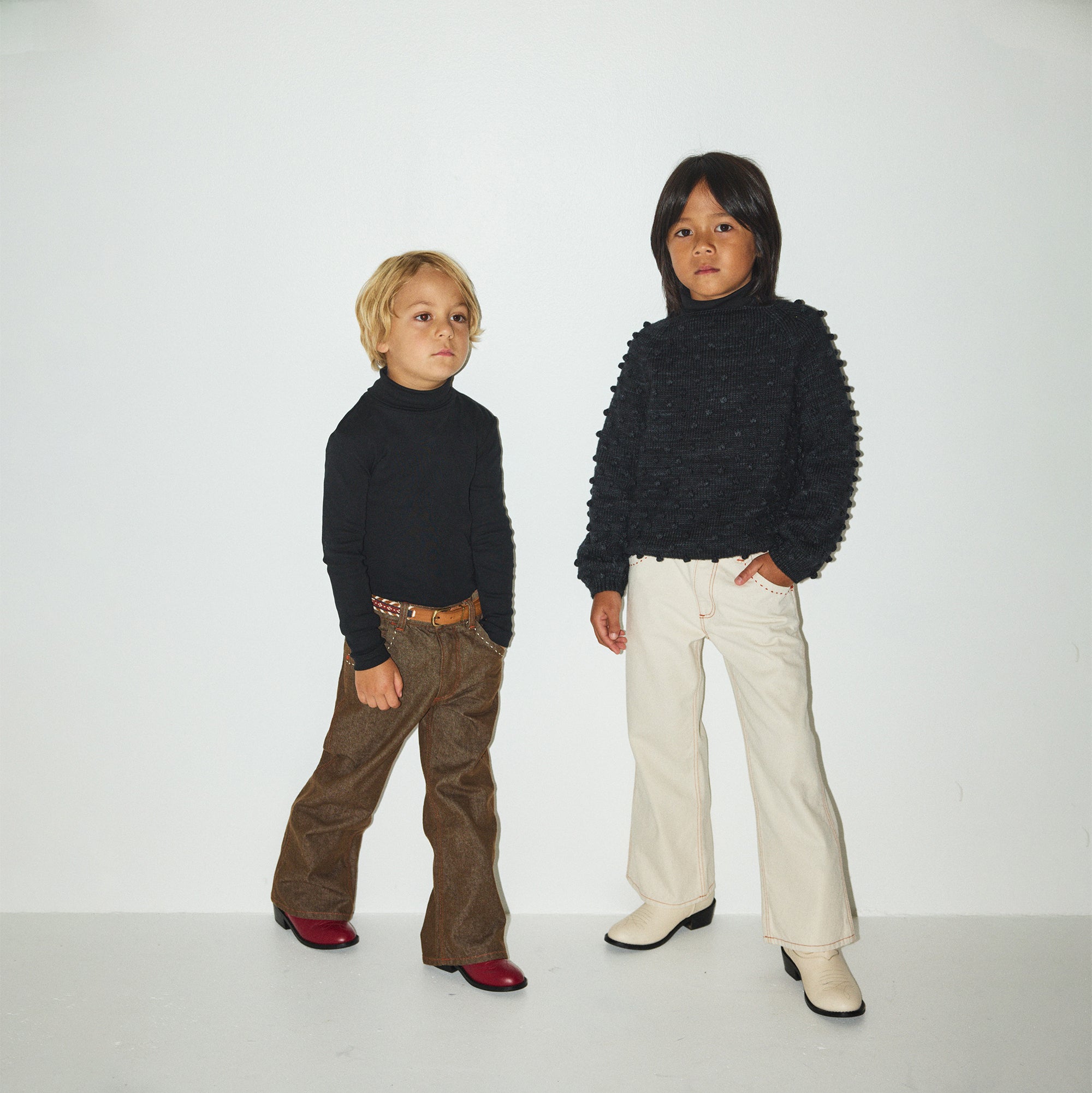 Boys & Girls Black Cotton Turtleneck