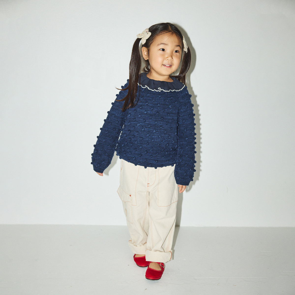 Boys & Girls Navy Popcorn Wool Sweater