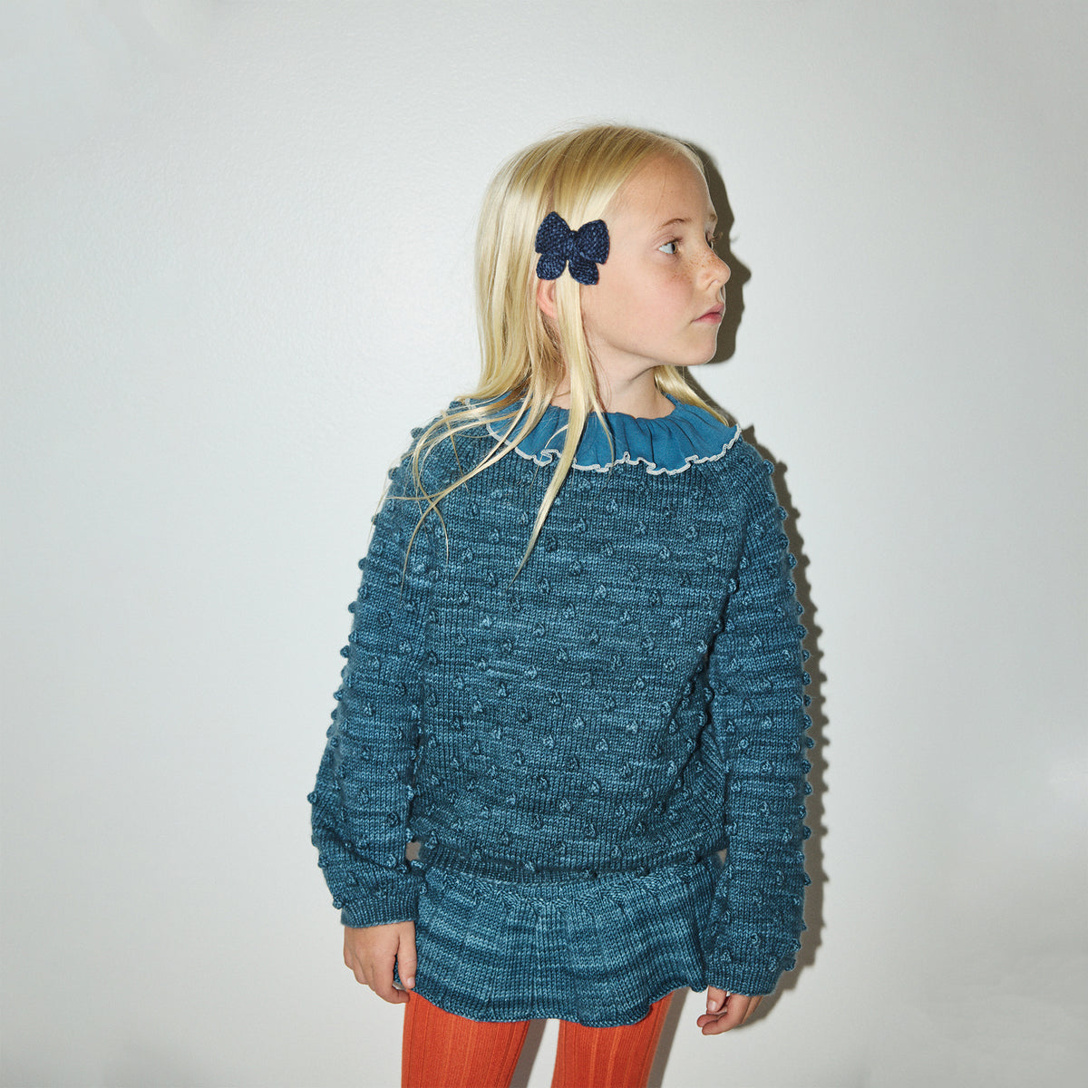 Boys & Girls Blue Popcorn Wool Sweater