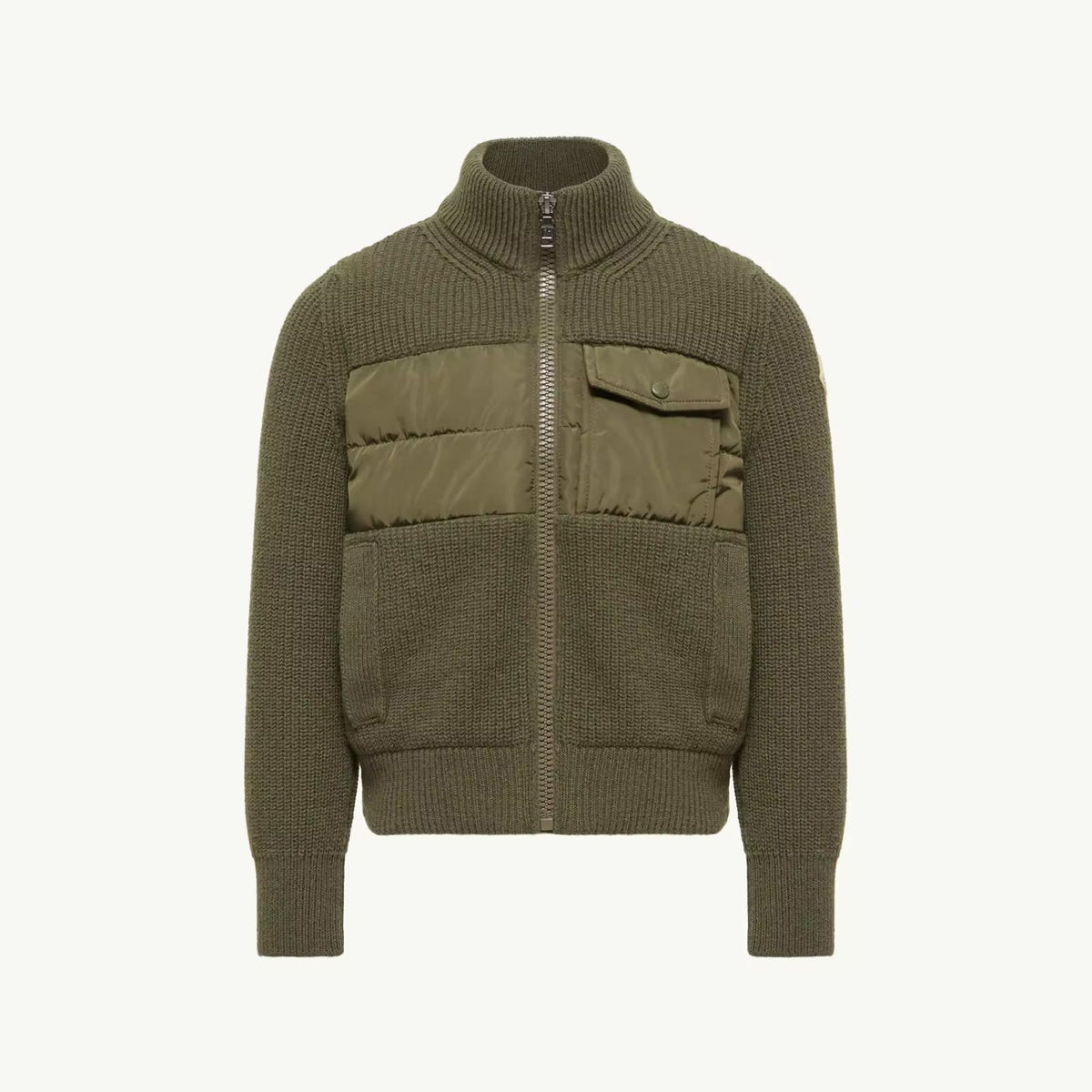 Boys Green Padded Down Zip-Up Cardigan