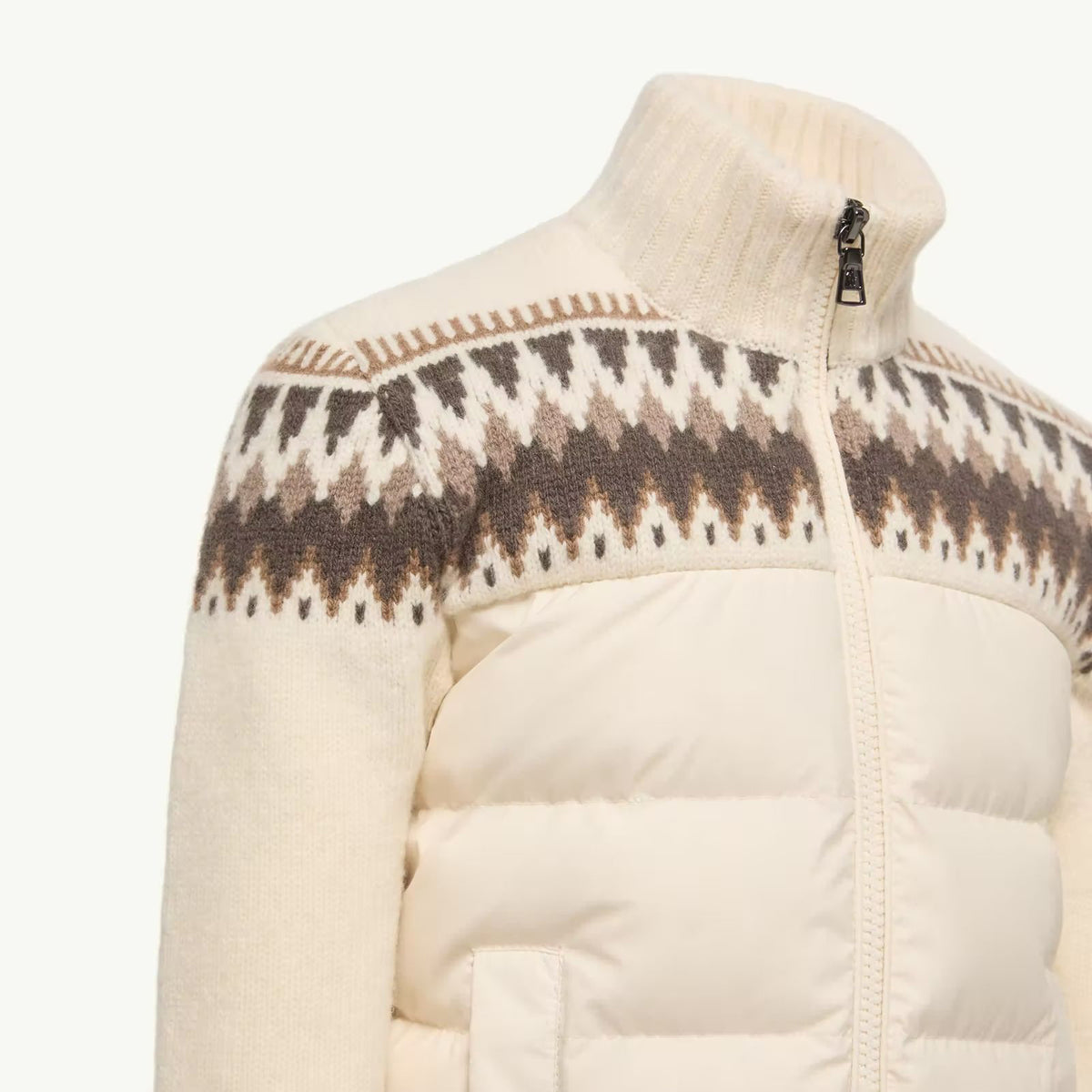 Boys White Padded Down Zip-Up Cardigan
