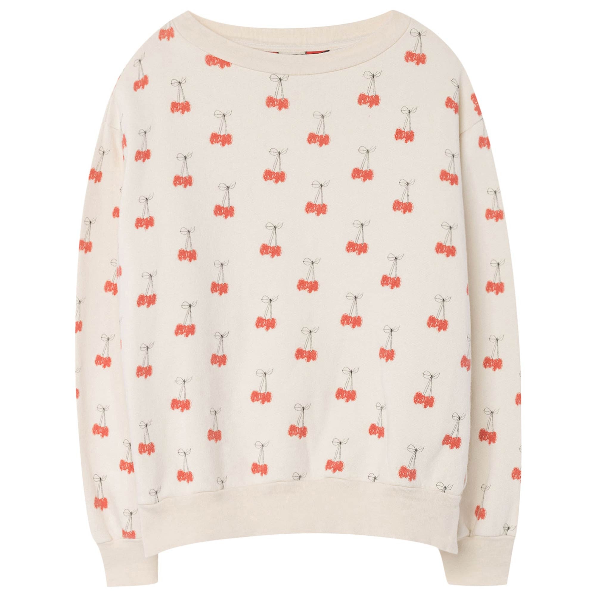 Girls White Cherries Cotton Sweatshirt