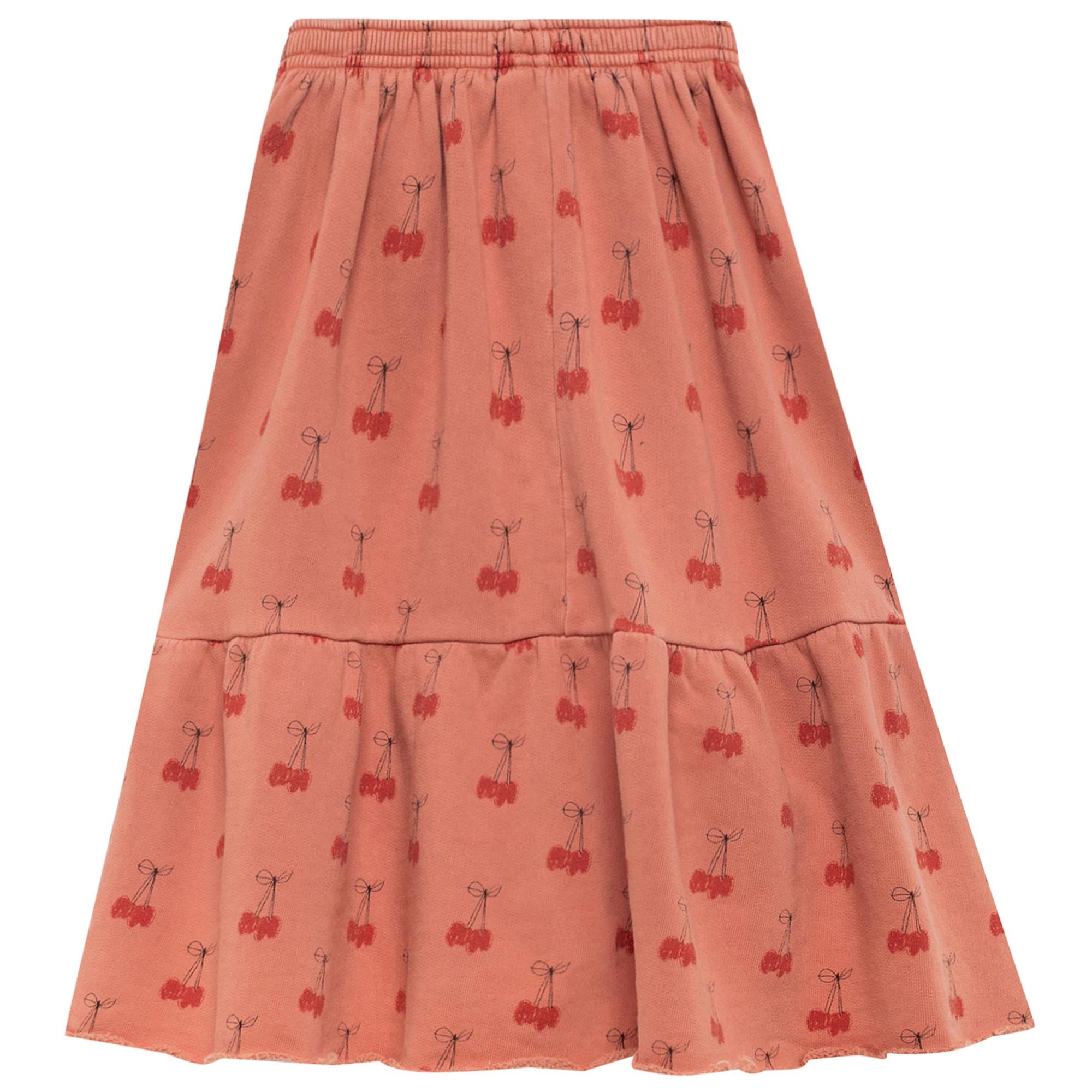 Girls Deep Orange Cherries Cotton Skirt