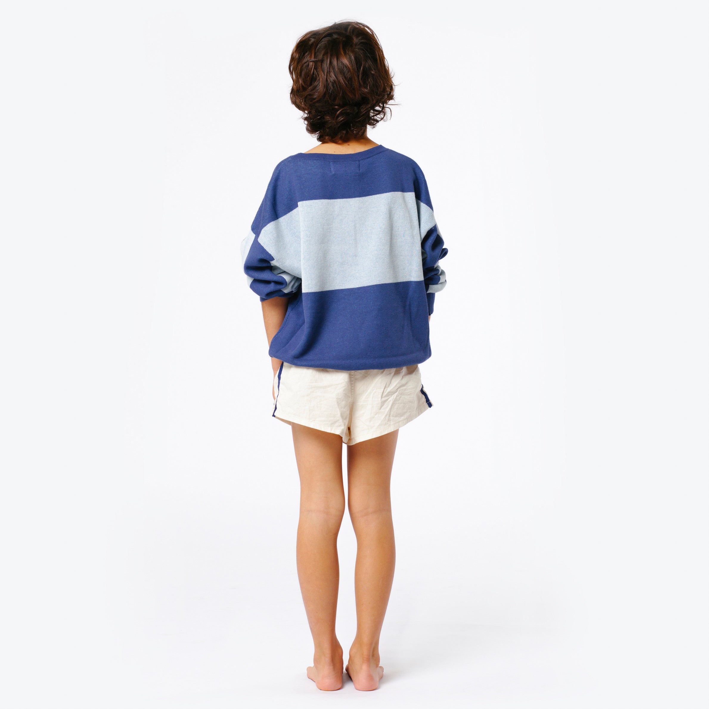 Girls Blue Logo Cotton Knitted Sweater