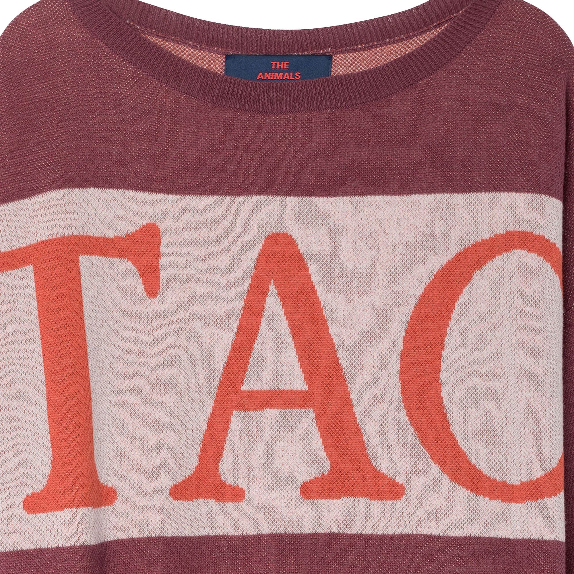 Girls Maroon Logo Cotton Knitted Sweater