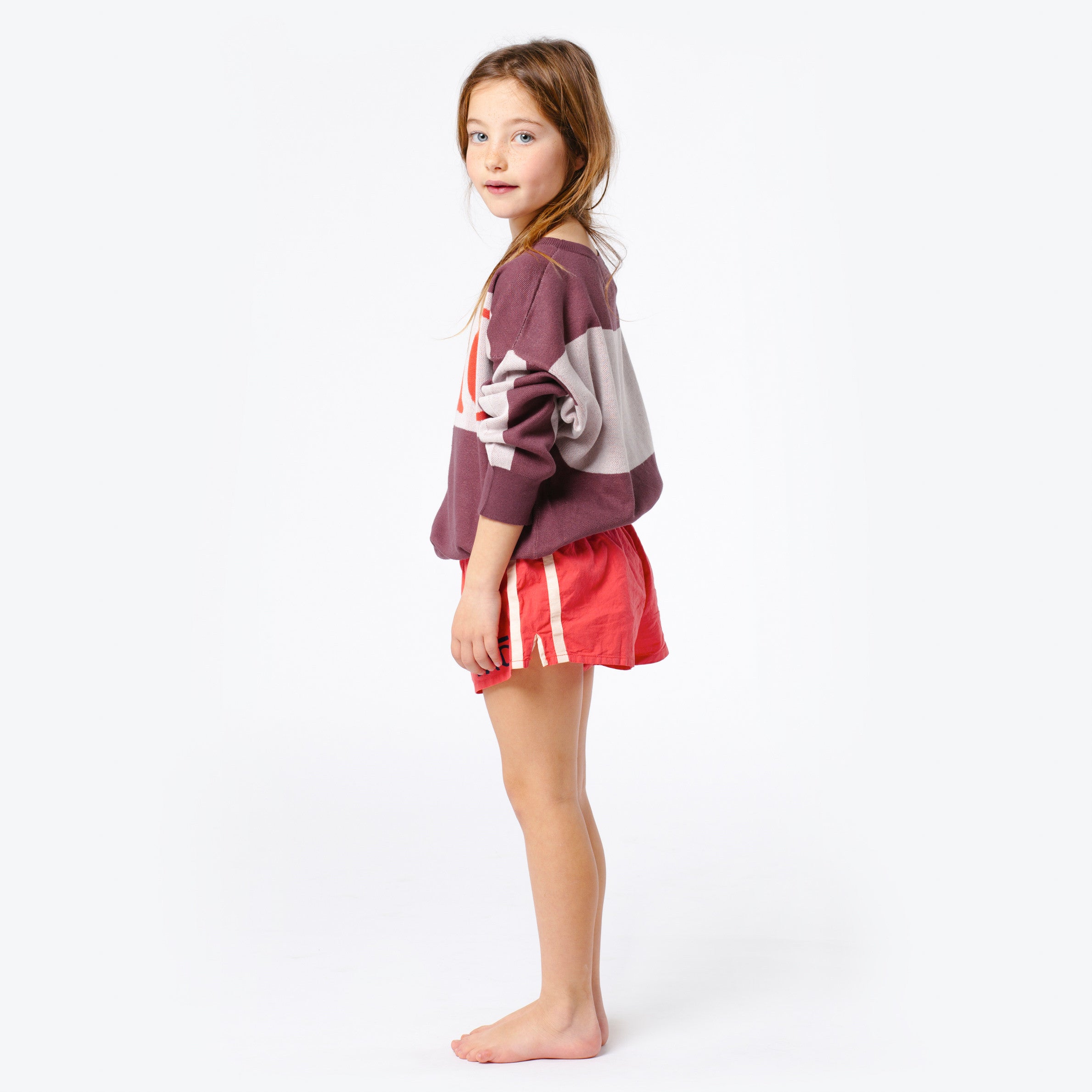 Girls Maroon Logo Cotton Knitted Sweater