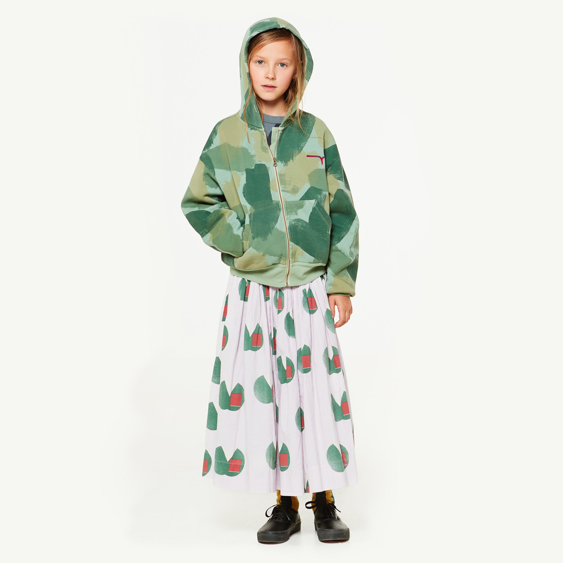 Girls Green Camouflage Cotton Sweatshirt