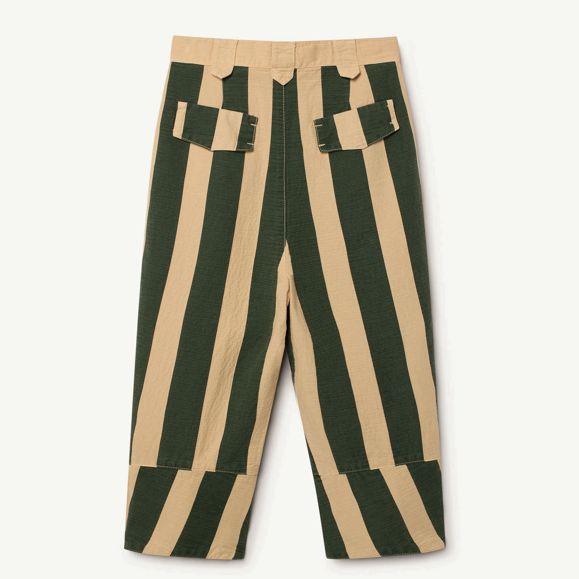 Girls & Boys Yellow Maroon Striped Cotton Trousers