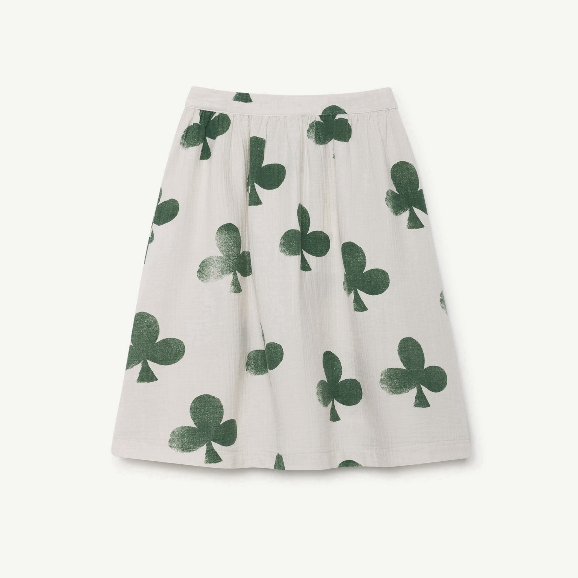 Girls White Clovers Cotton Skirt