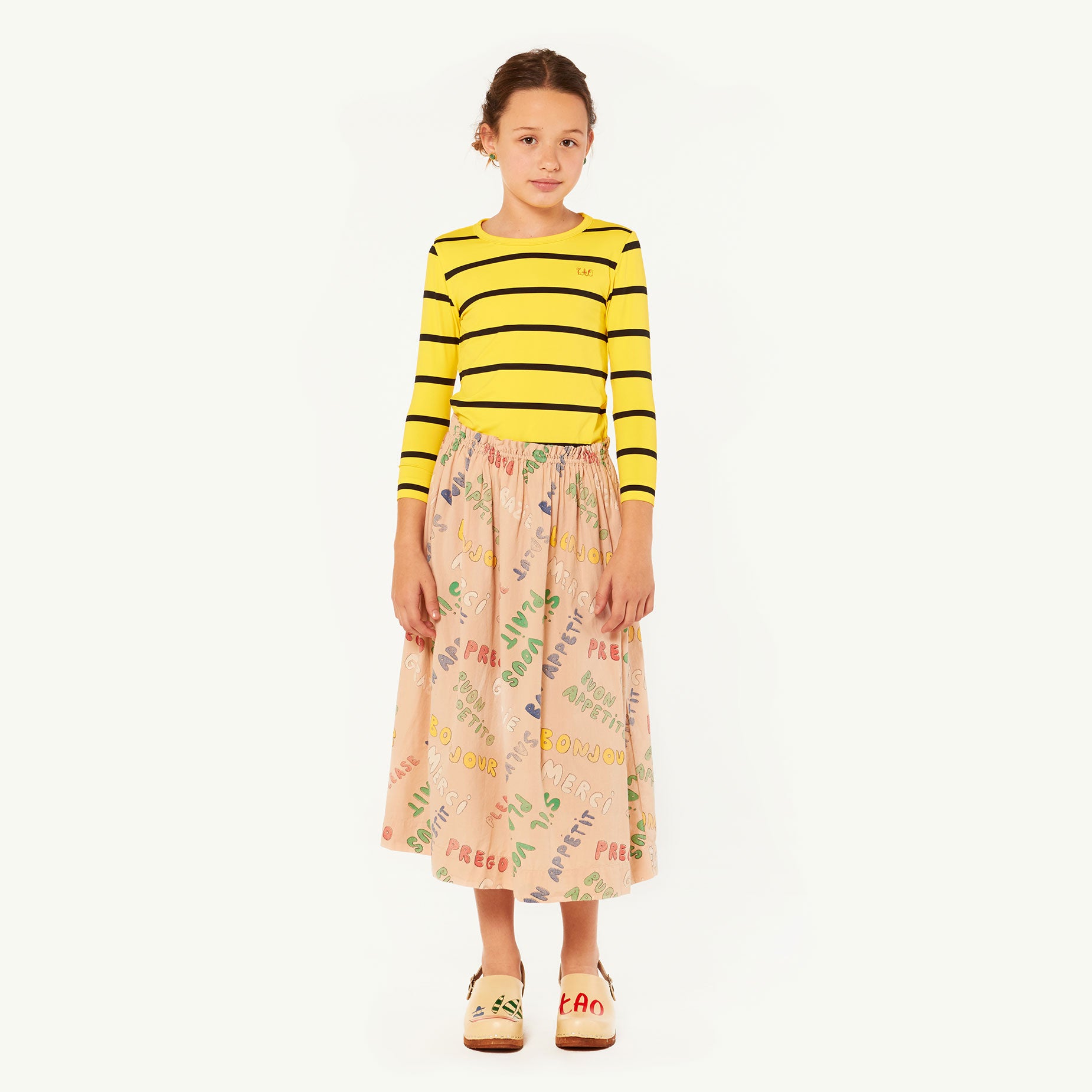 Girls Yellow Stripes Cotton T-shirt