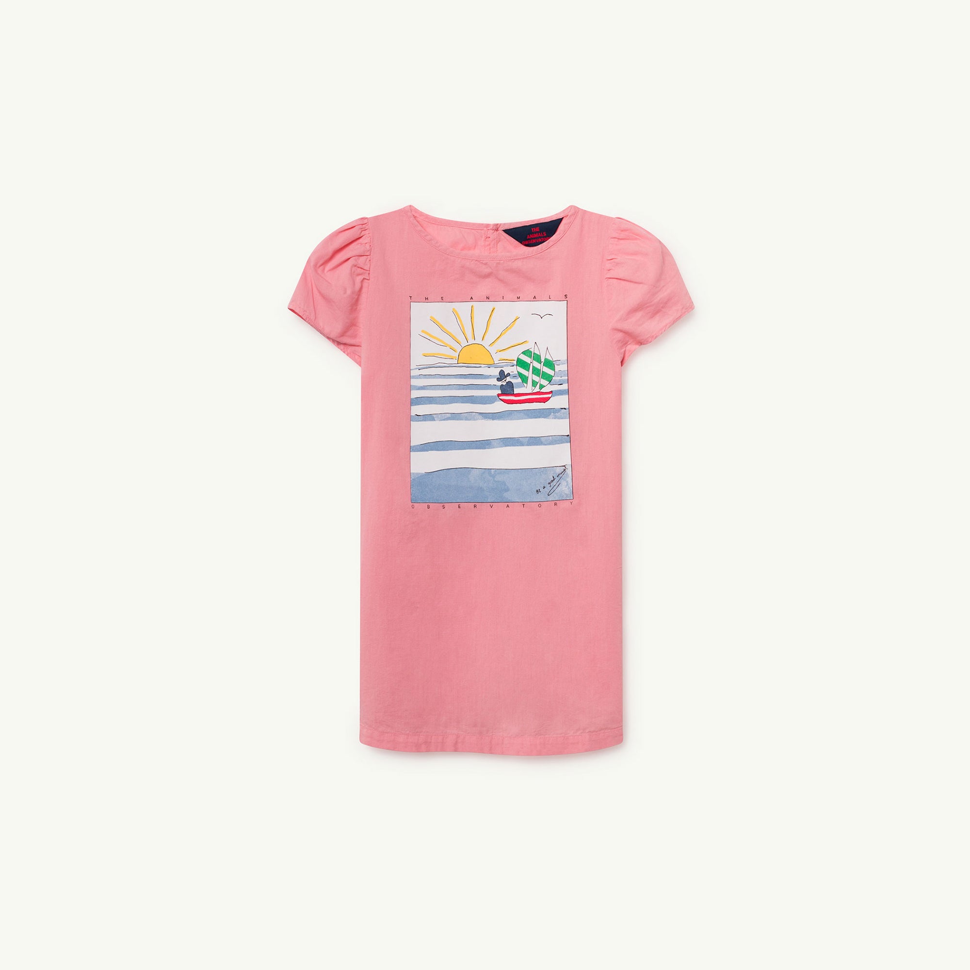 Girls Pink Landscape Cotton Dress
