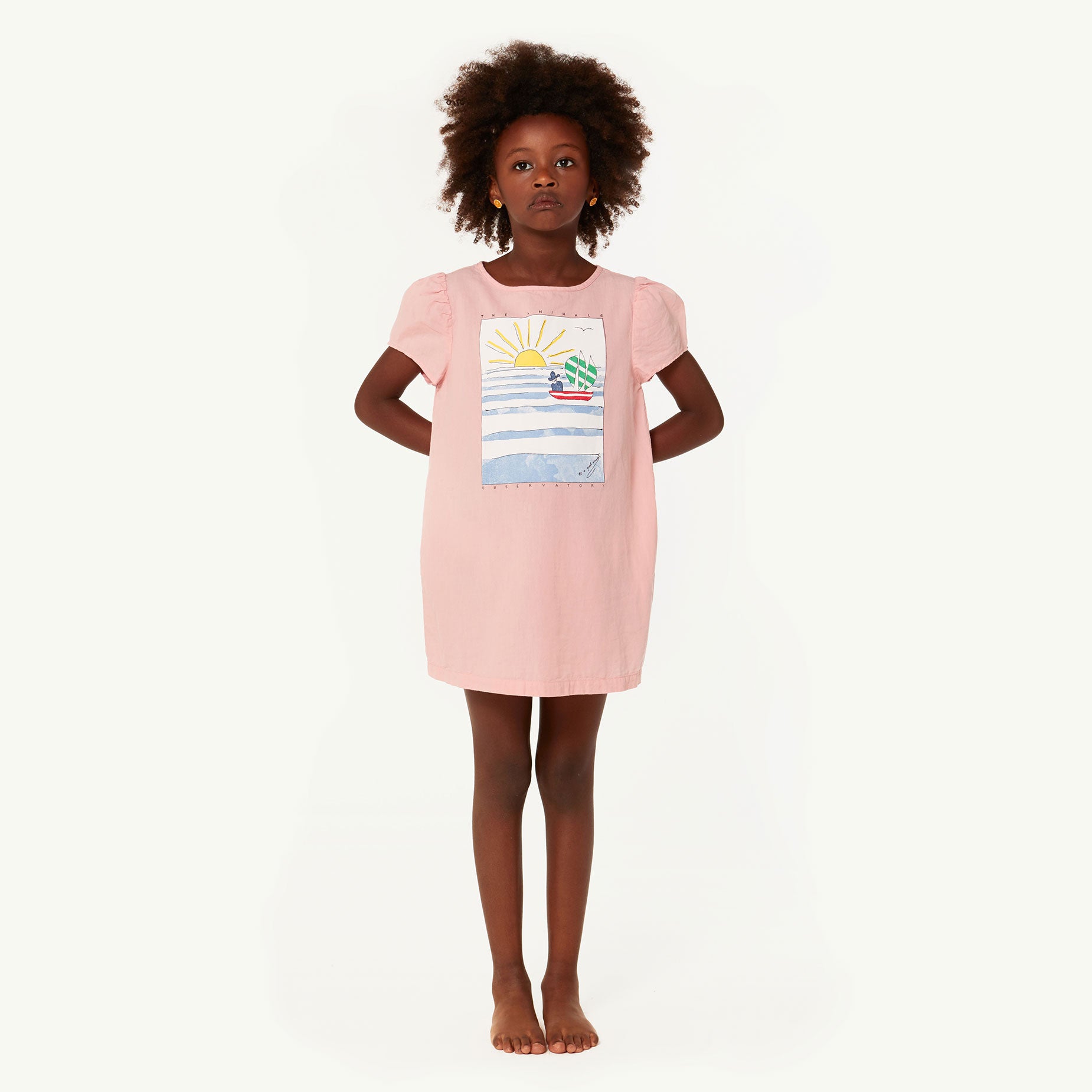 Girls Pink Landscape Cotton Dress