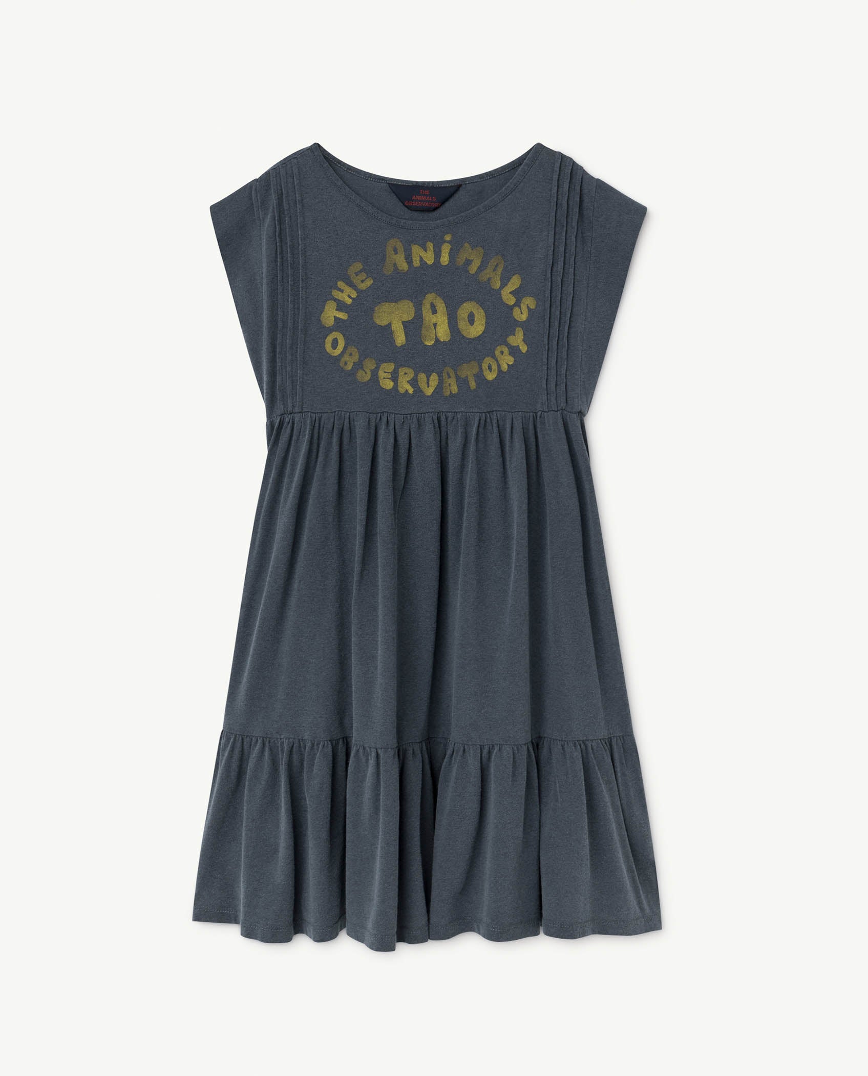 Girls Dark Blue Logo Cotton Dress