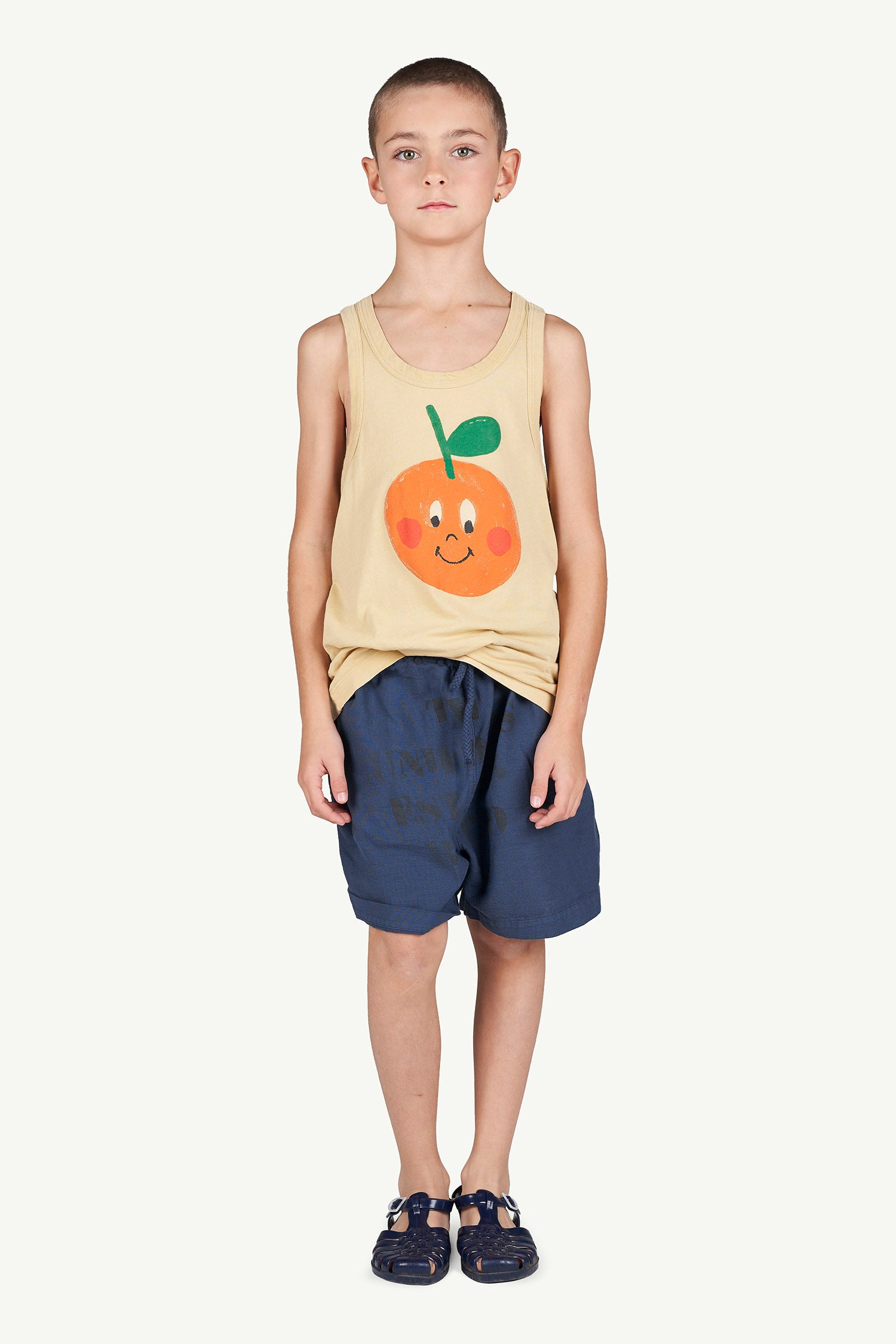 Boys & Girls Brown Fruit Cotton Tank Top