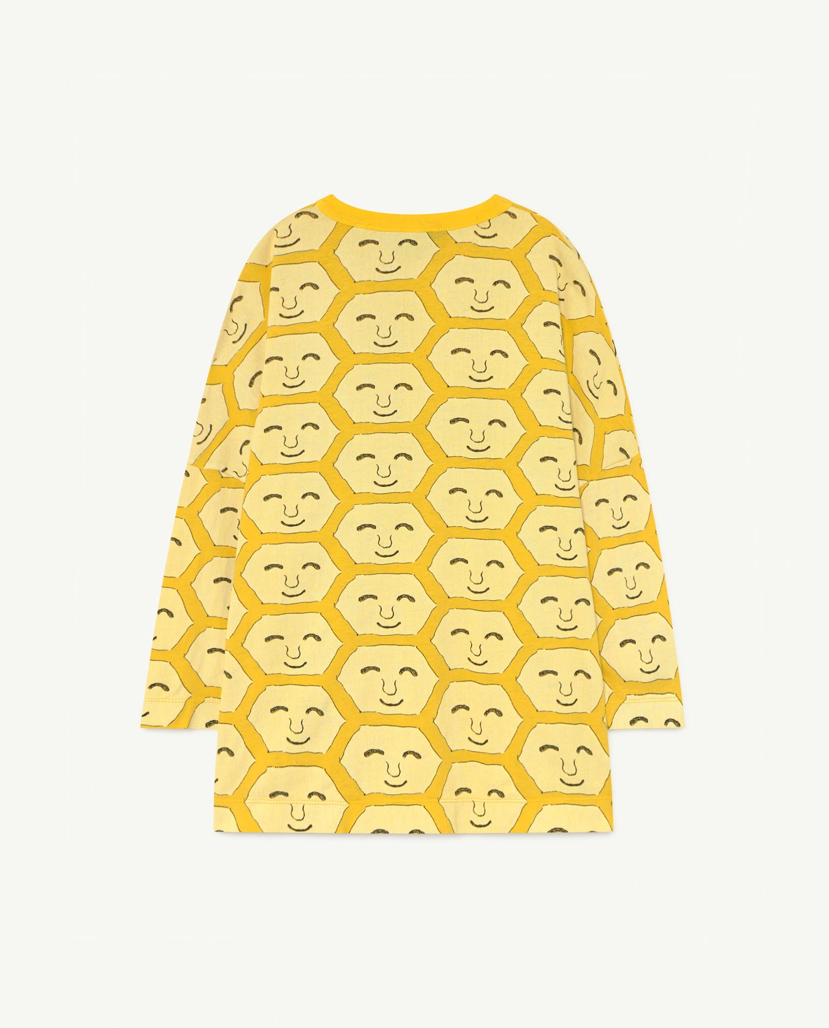 Girls Yellow Face Print Cotton Dress