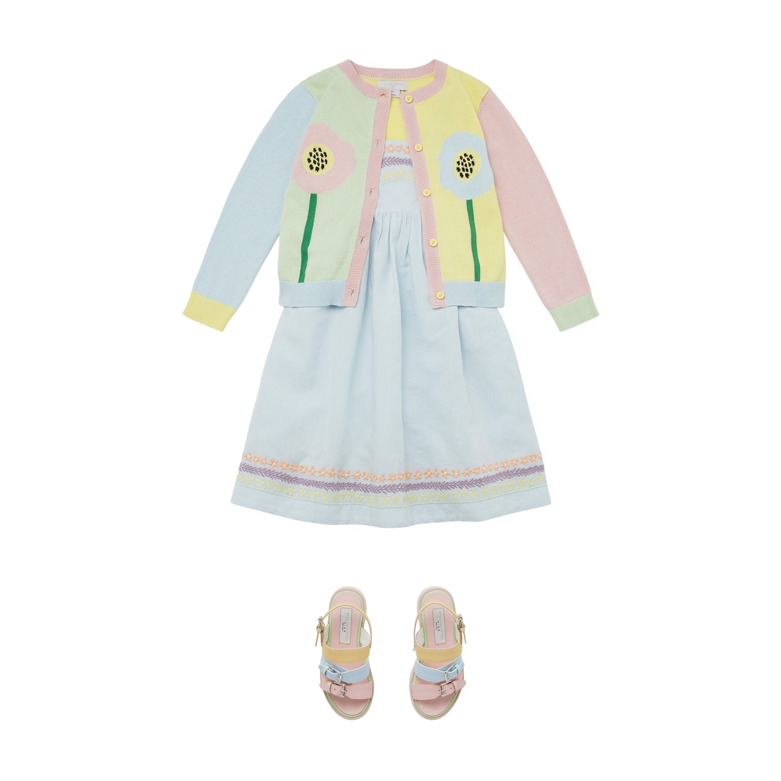 Girls Multicolor Knit Cardigan