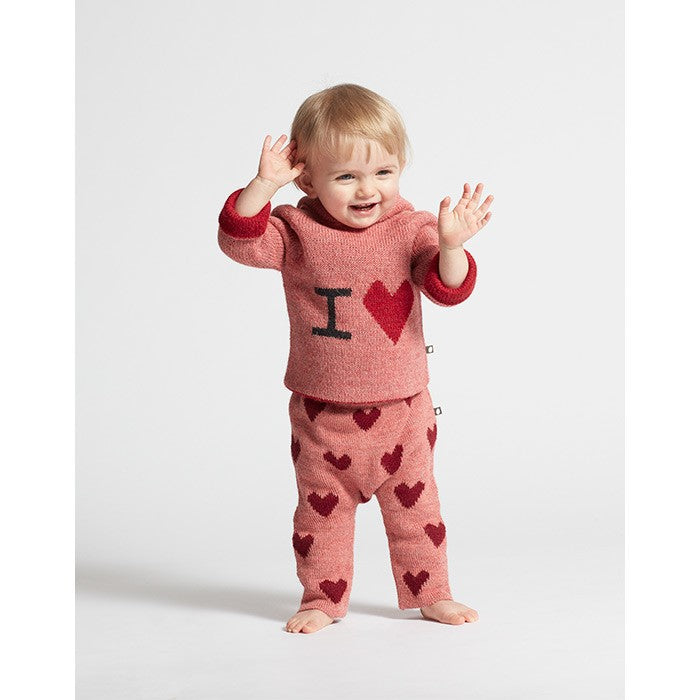 Baby Rose Pink Heart Alpaca Wool Trousers