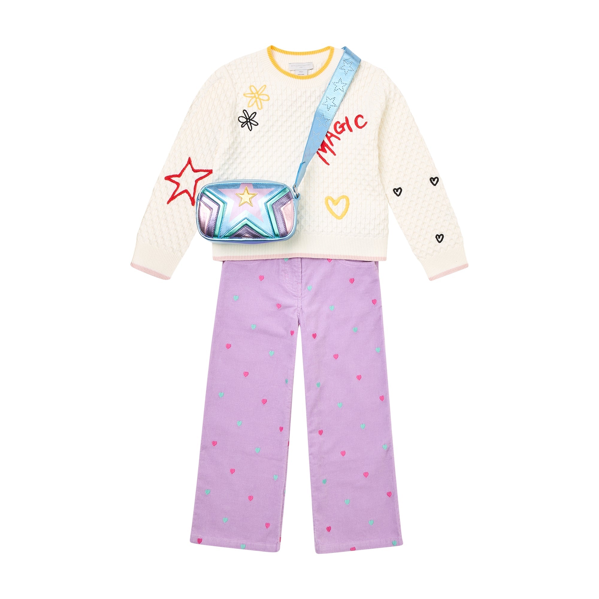Girls White Embroidered Sweater