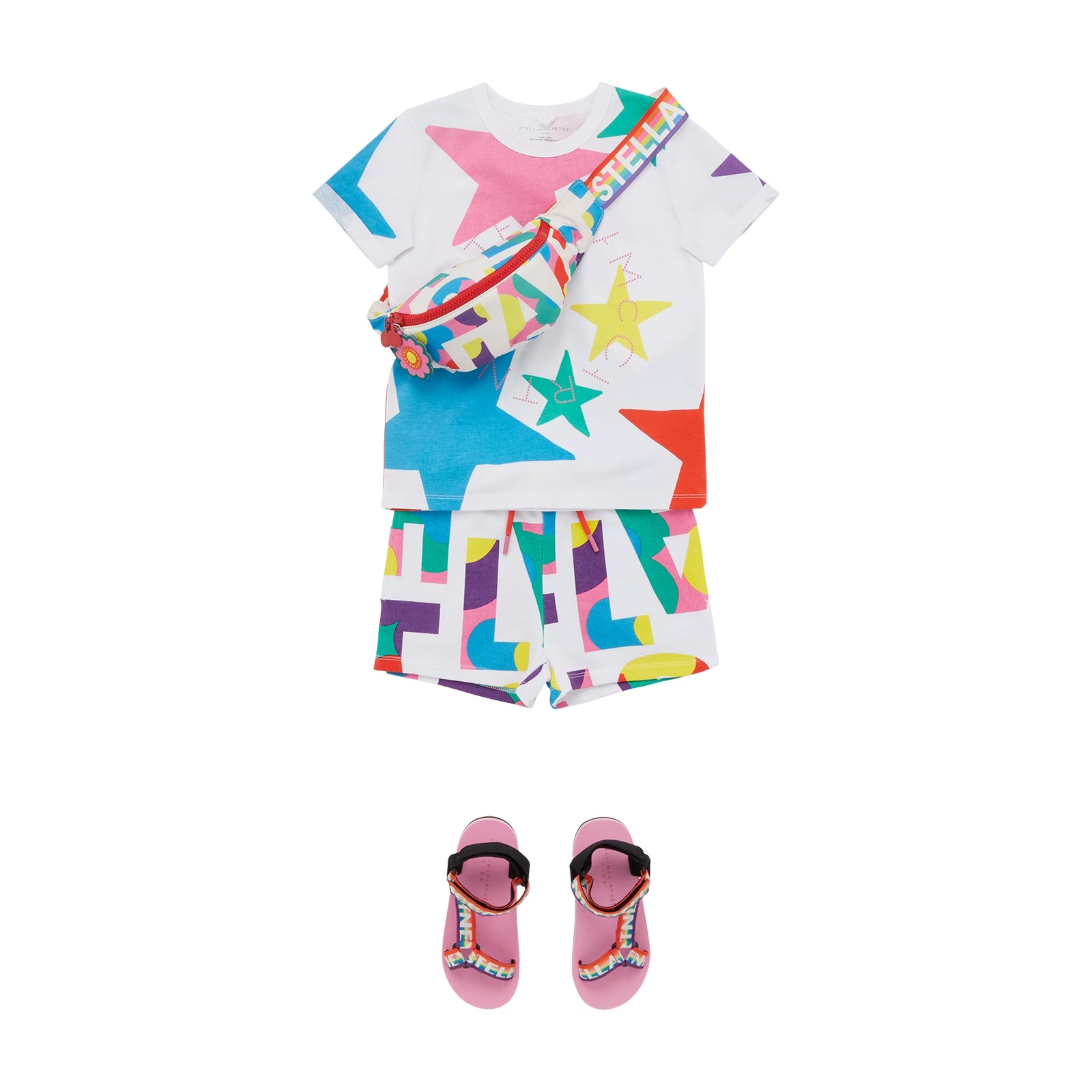 Girls White Star Cotton T-Shirt