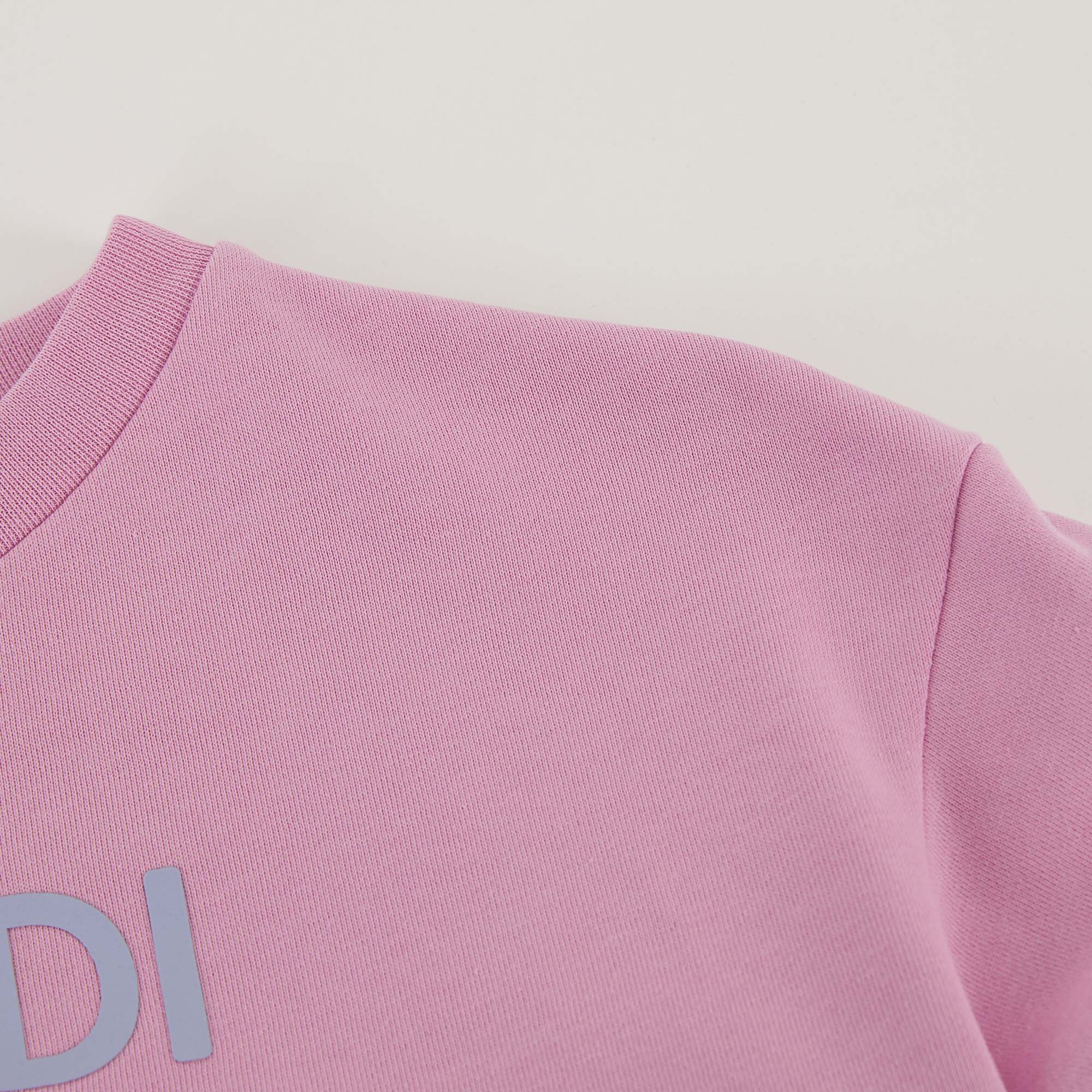 Girls Pink Logo Cotton Sweatshirt