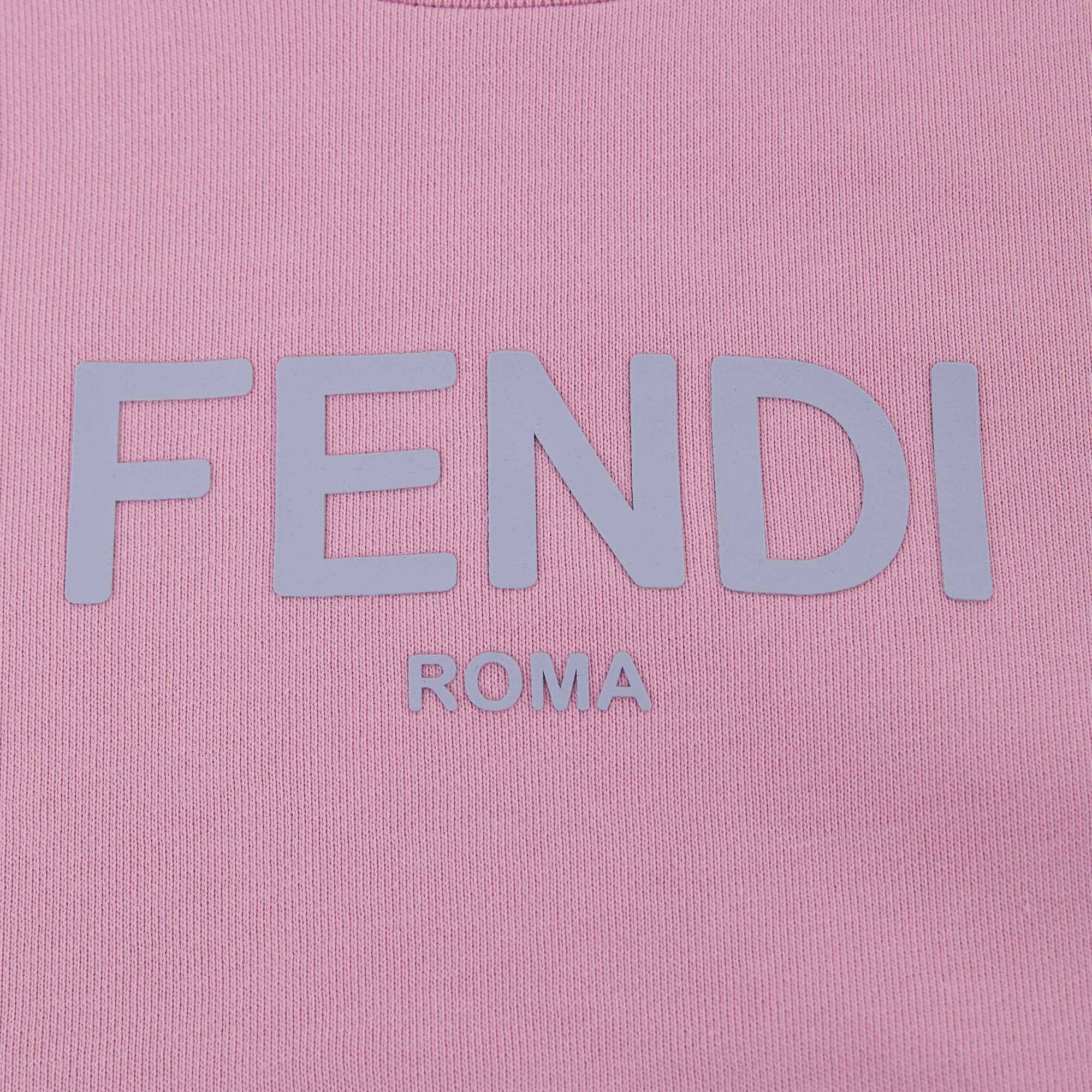 Girls Pink Logo Cotton Sweatshirt