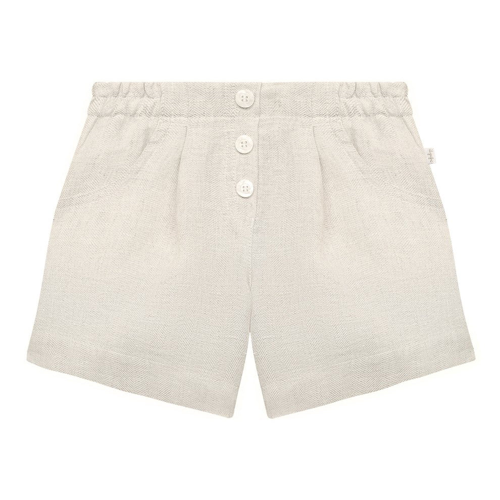 Girls Beige Linen Shorts