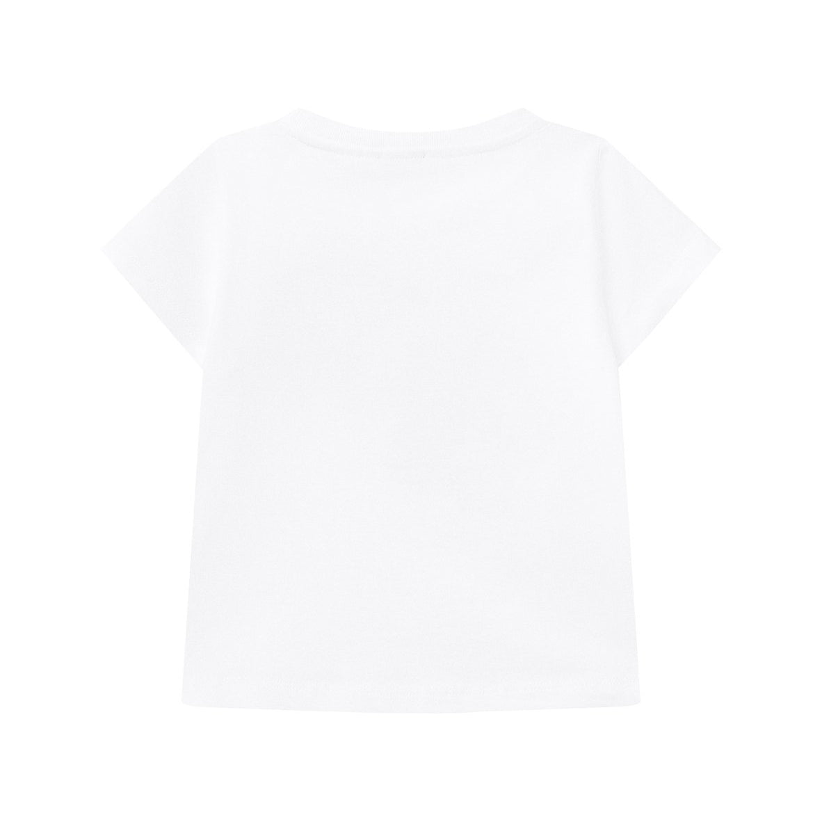 Girls White Printed Cotton T-Shirt