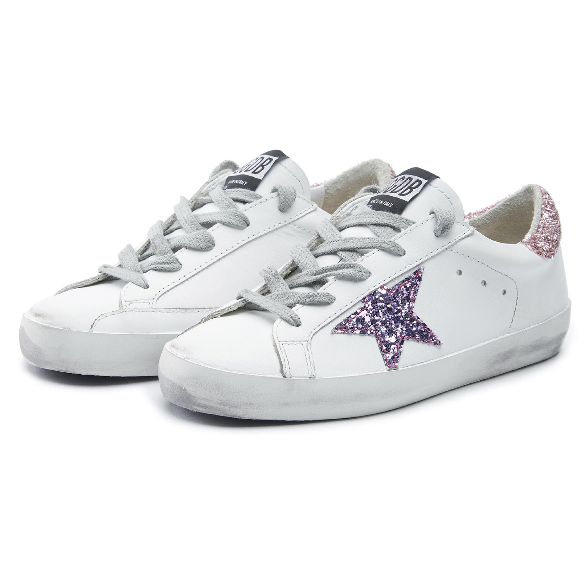 Baby Girls White Glitter Star Leather Shoes