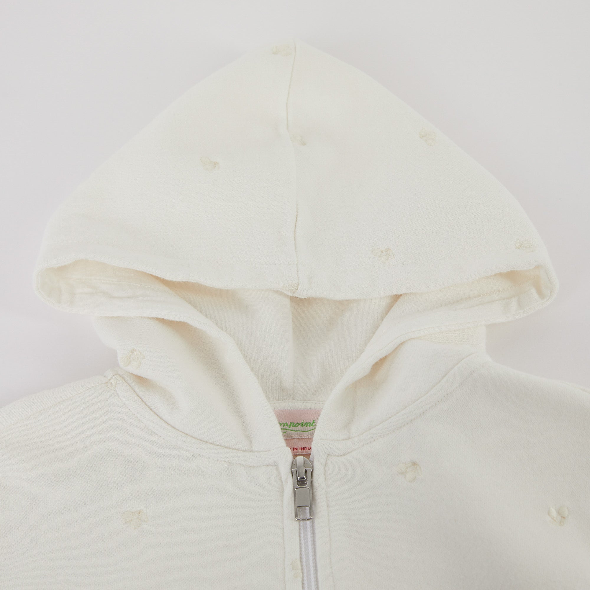 Girls White Zip-Up Top
