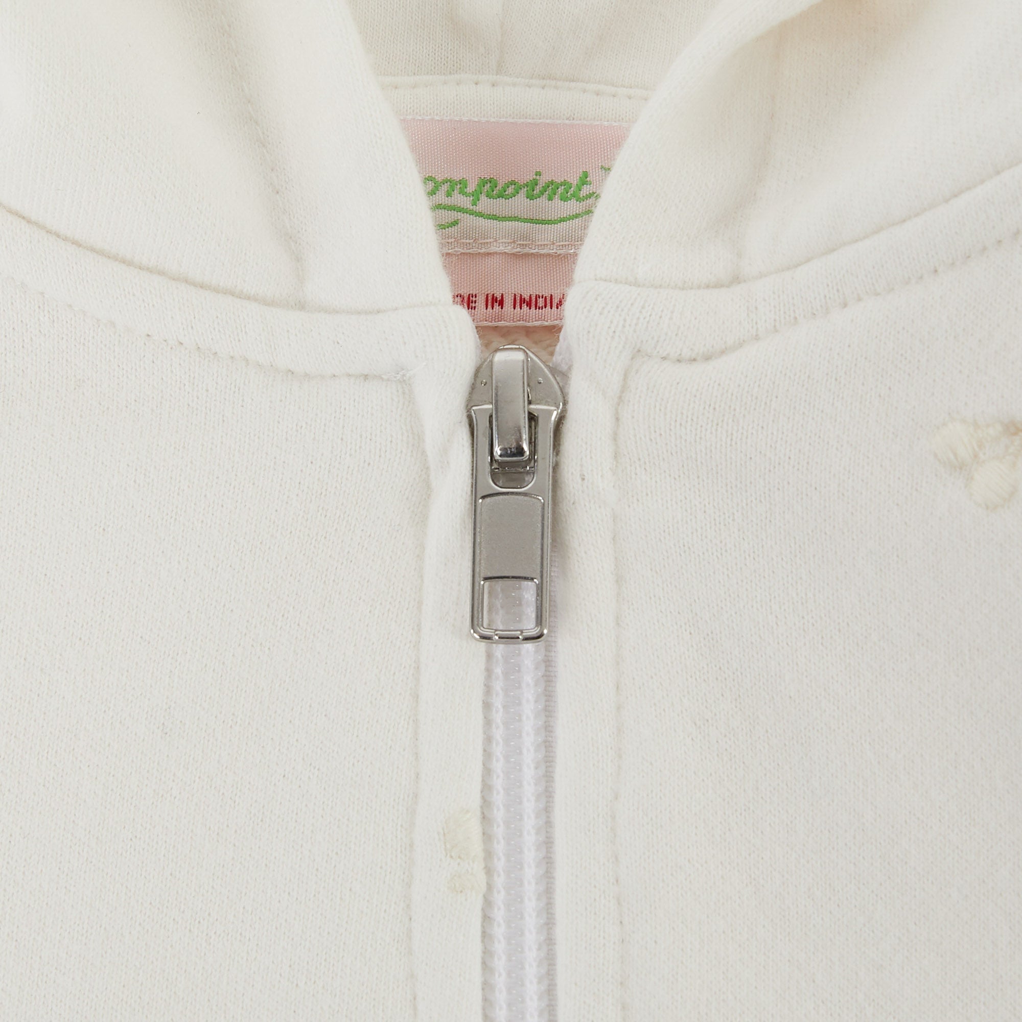 Girls White Zip-Up Top