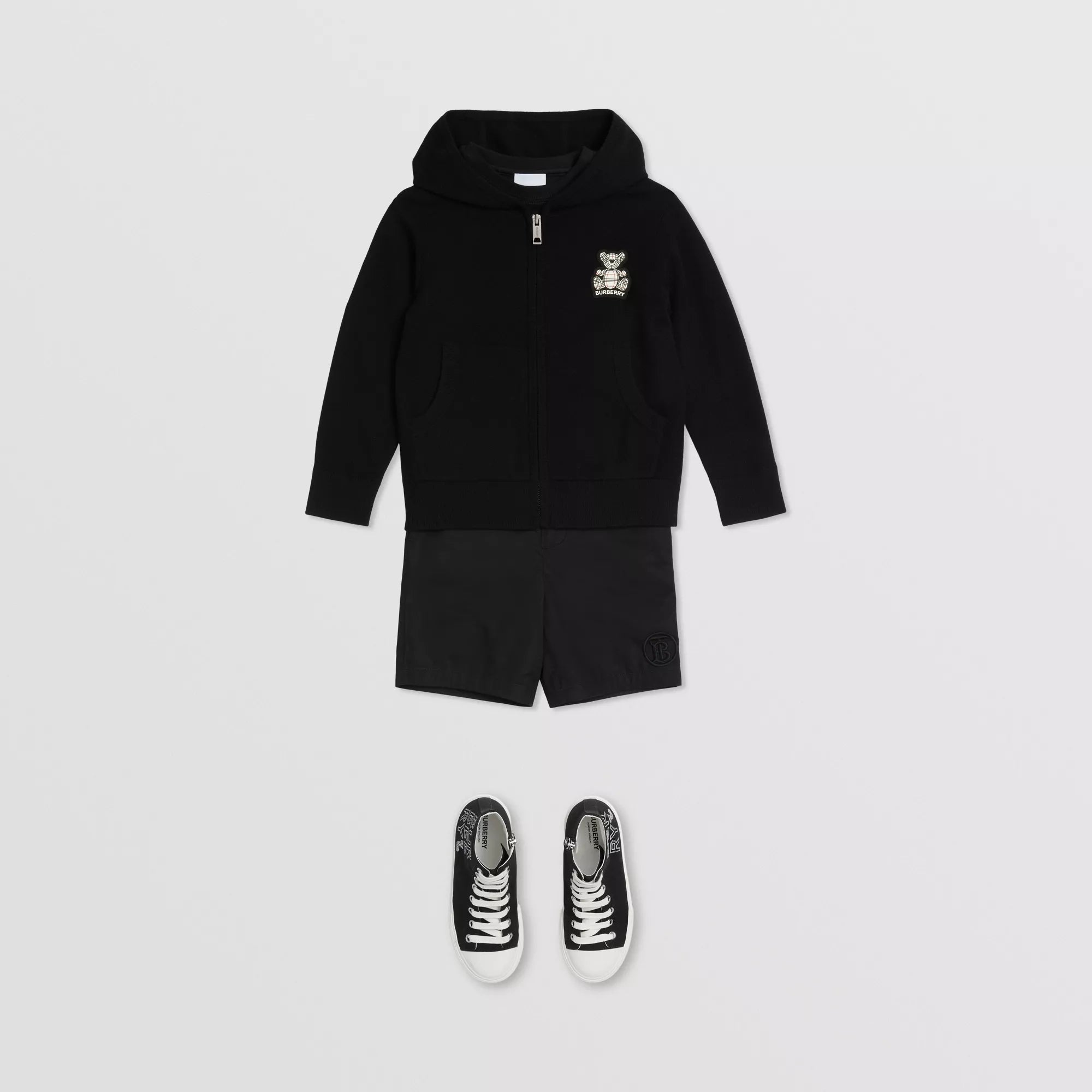 Girls Black Hooded Cashmere Cardigan
