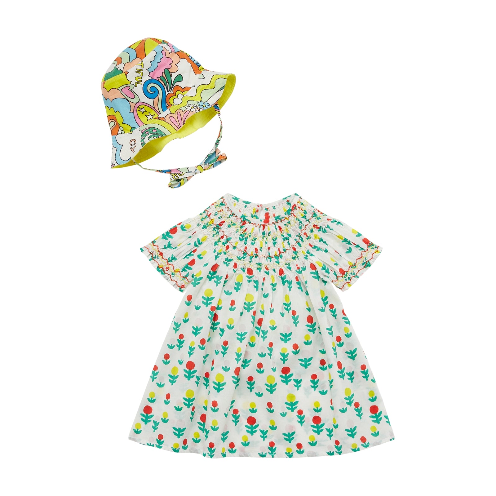 Baby Girls White Floral Cotton Dress Set