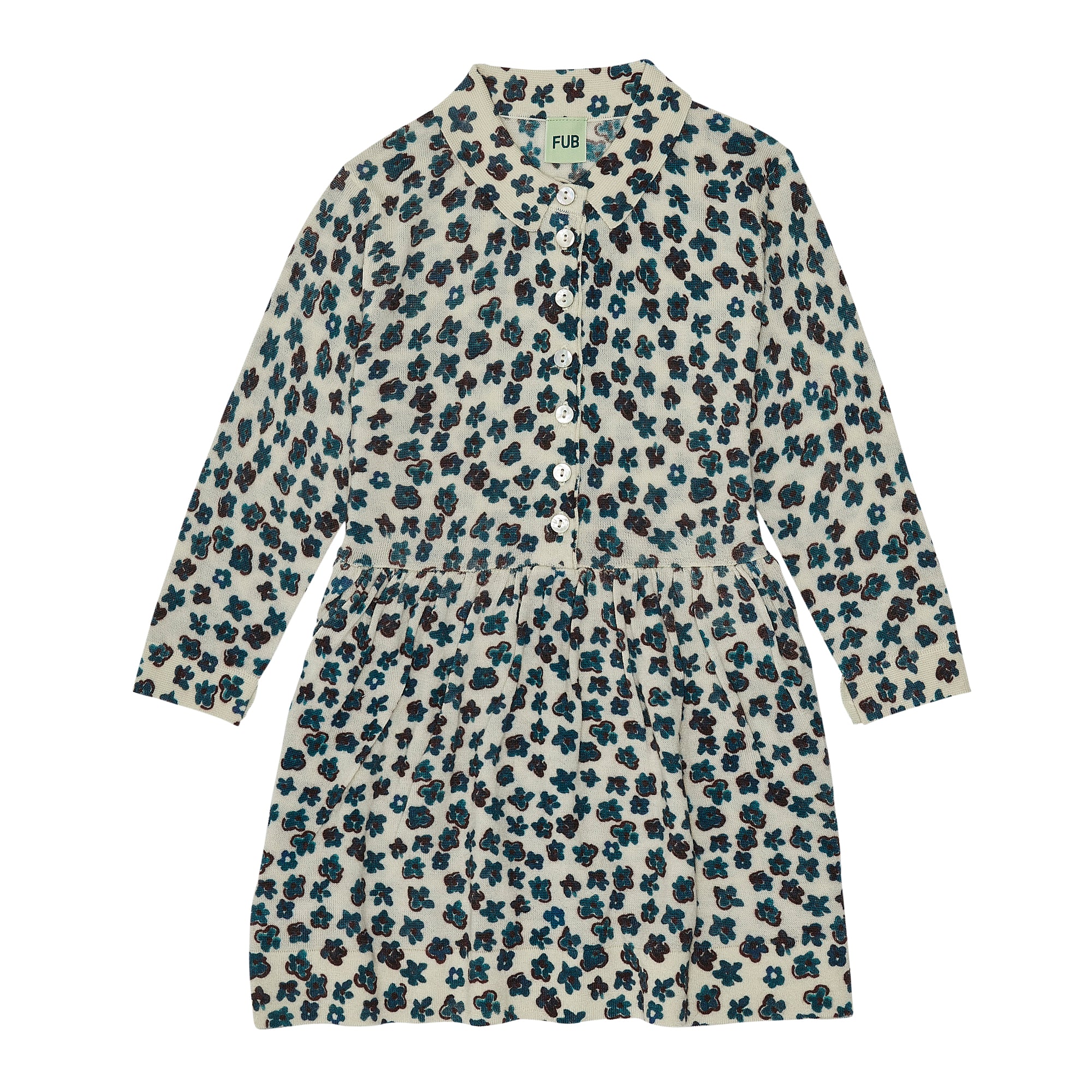 Girls Ivory Floral Wool Dress