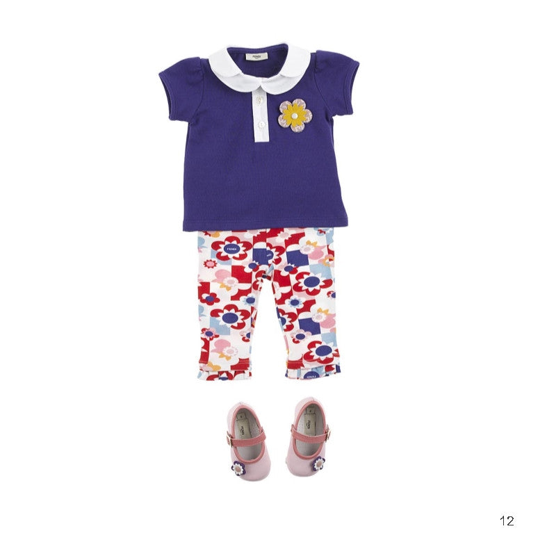 Baby Girls Purple Cotton Polo Shirt With Patch Flowers Trims - CÉMAROSE | Children's Fashion Store - 2