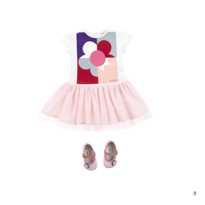 Baby Girls White & Pink Printed Trims Cotton Dress - CÉMAROSE | Children's Fashion Store - 2