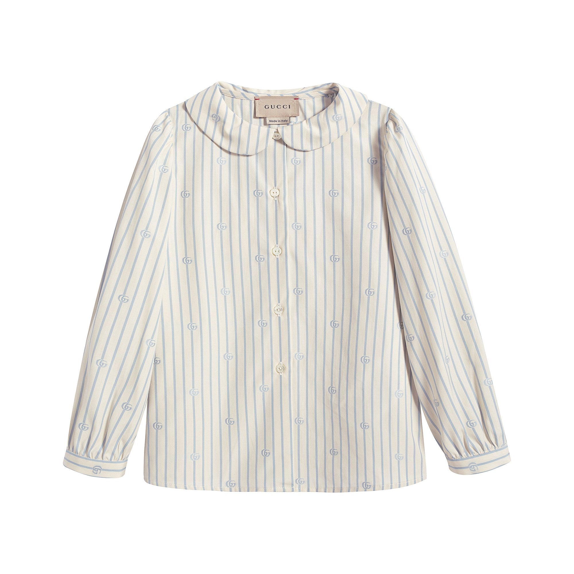 Baby Girls White Stripes Logo Cotton Shirt