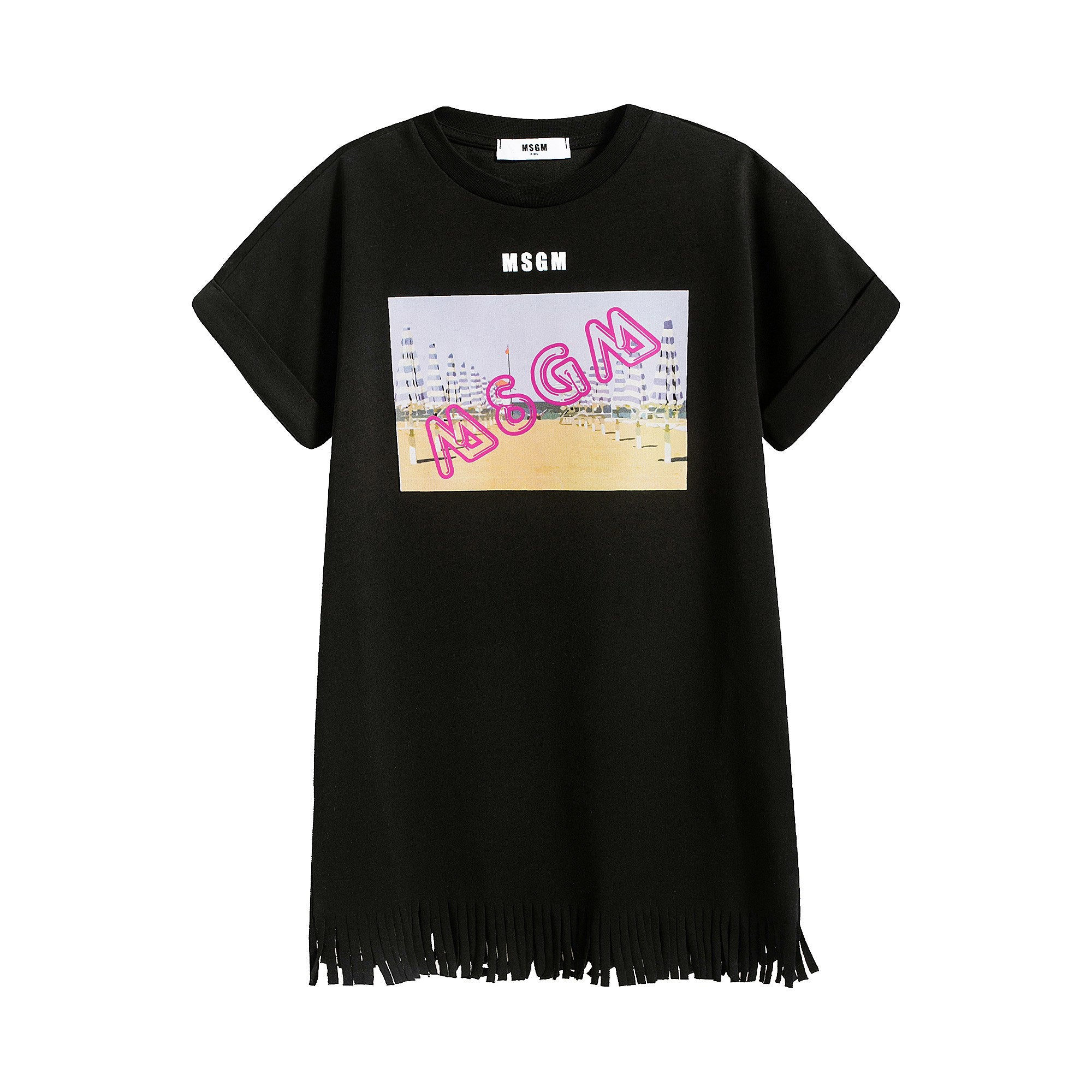 Girls Black Logo Cotton Dress