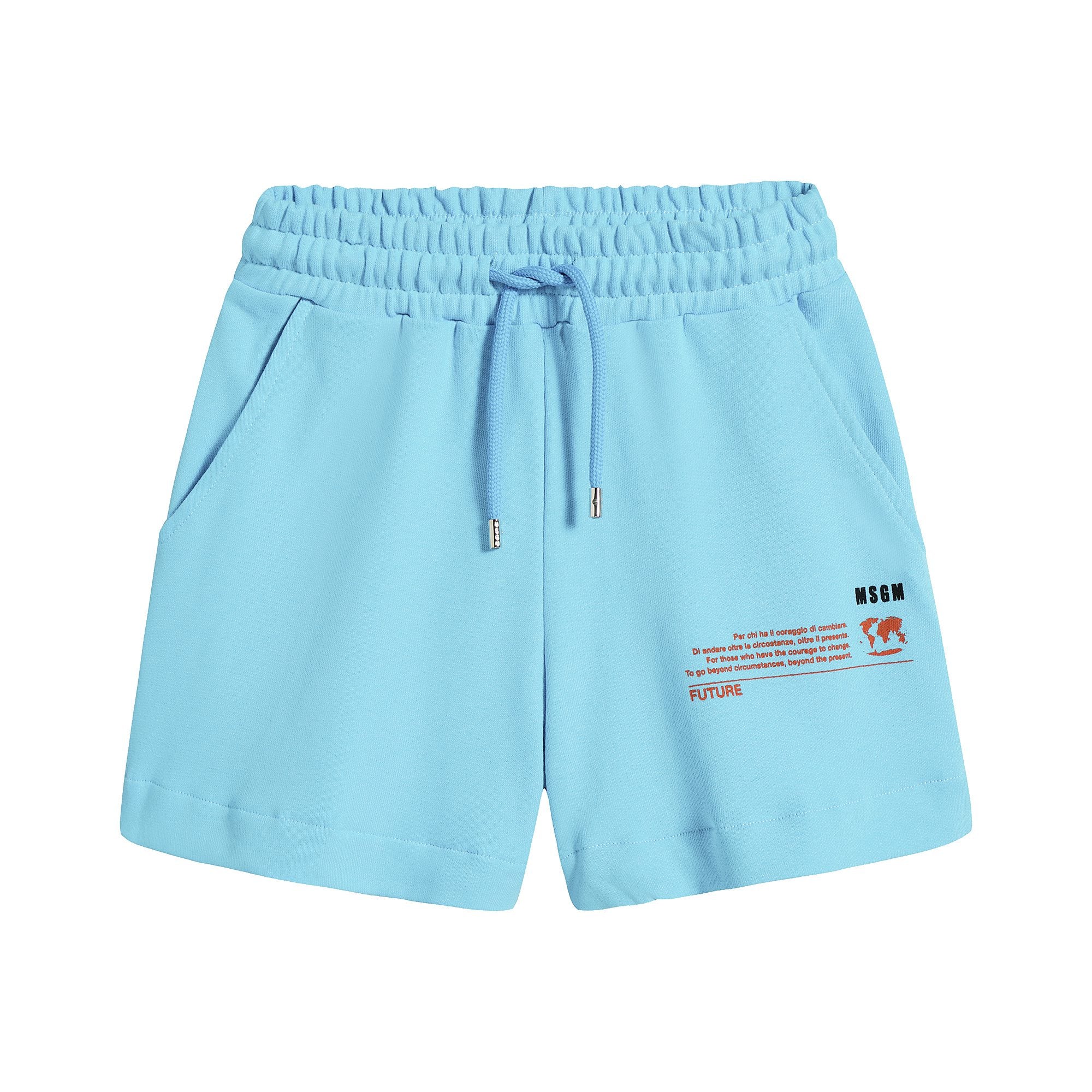 Girls Blue Logo Organic Fleece Shorts