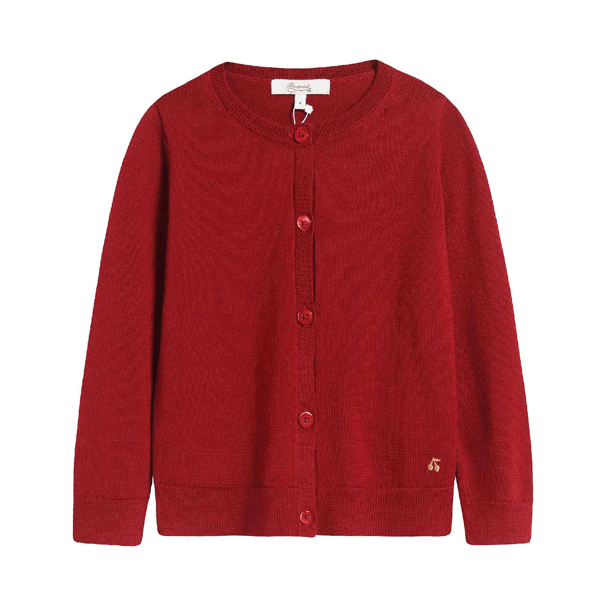 Girls Red Wool Cardigan