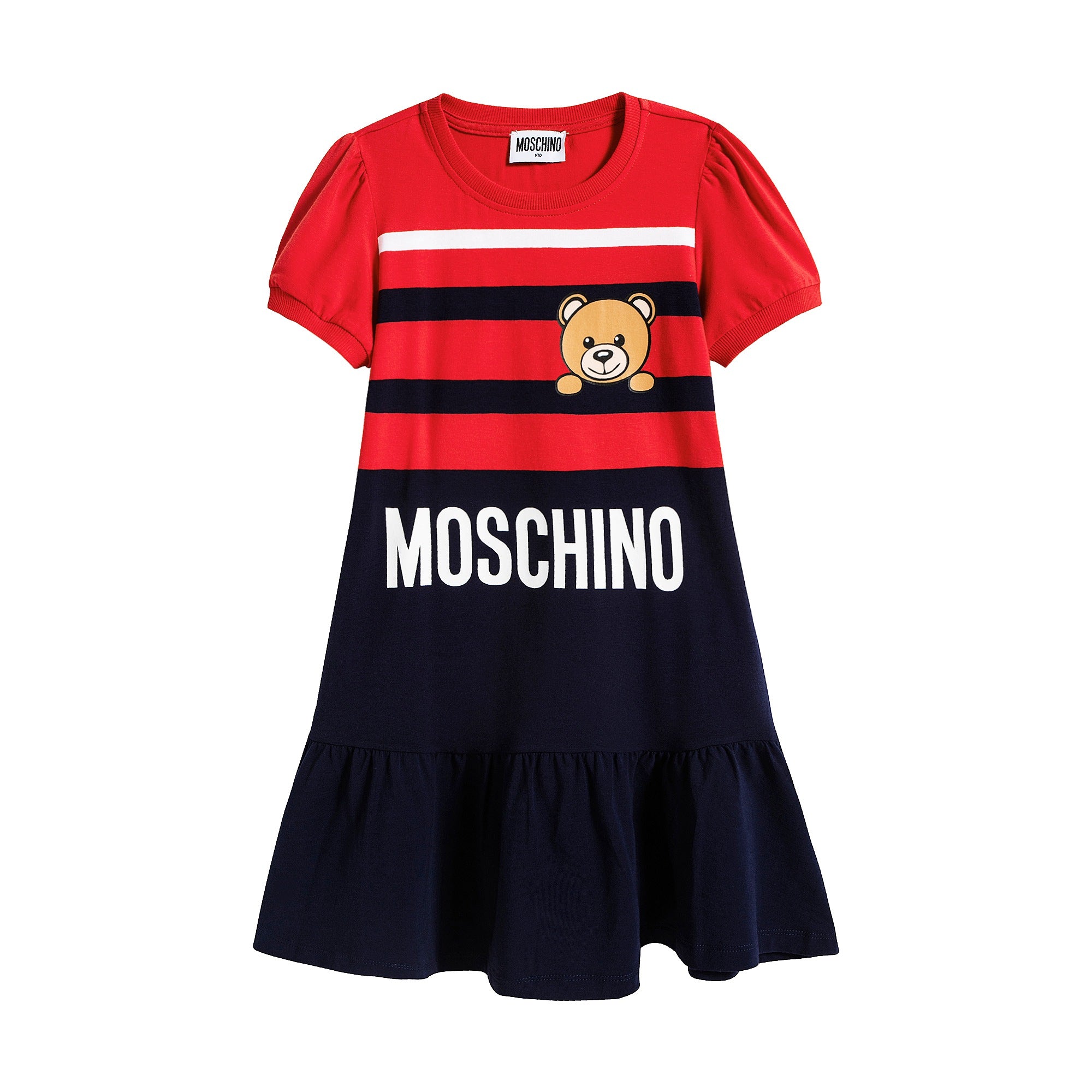 Girls Red & Navy Cotton Dress