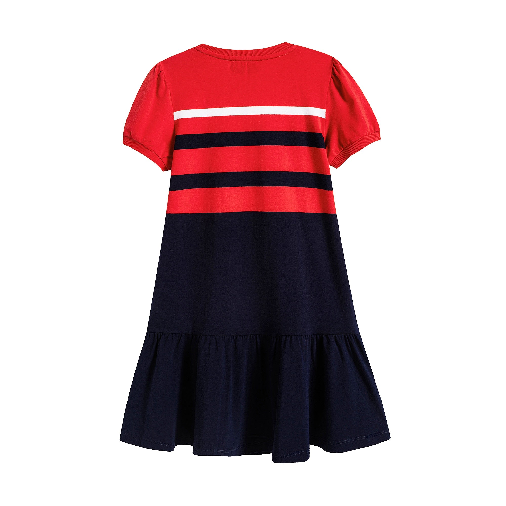 Girls Red & Navy Cotton Dress