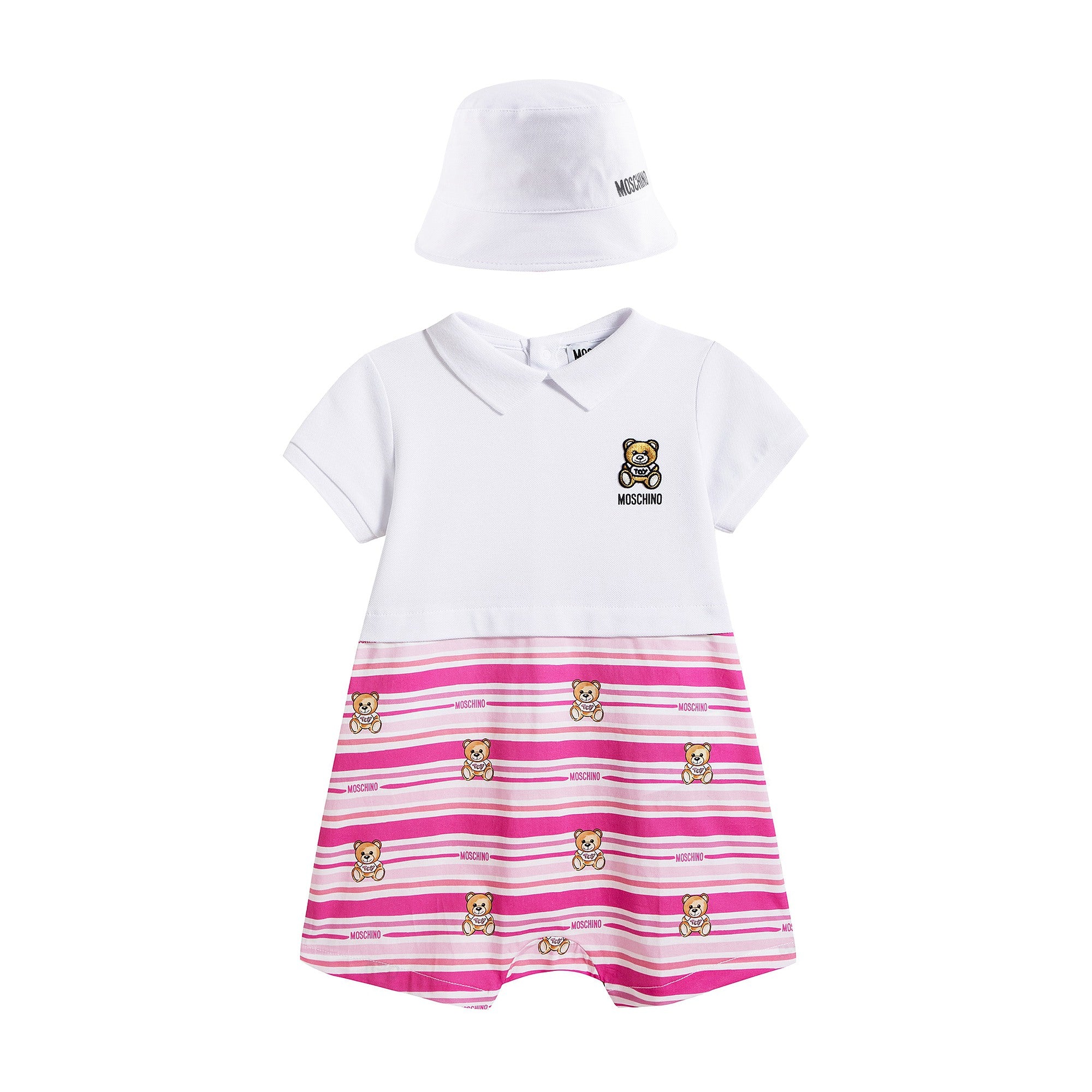 Baby Girls Pink Cotton Babysuit & Hat