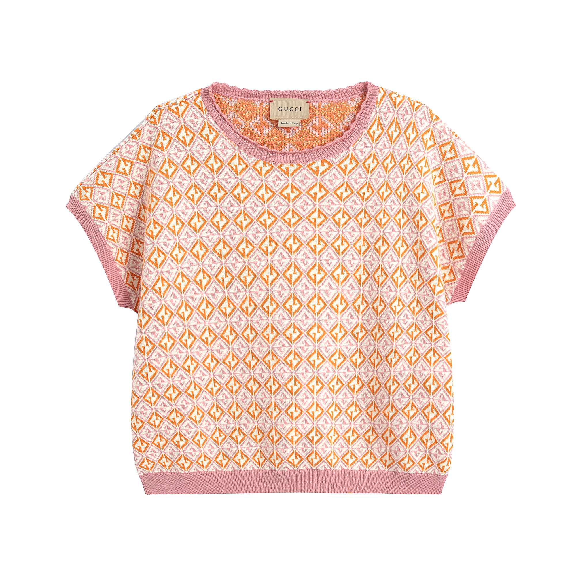 Girls Pink GG Knit T-Shirt