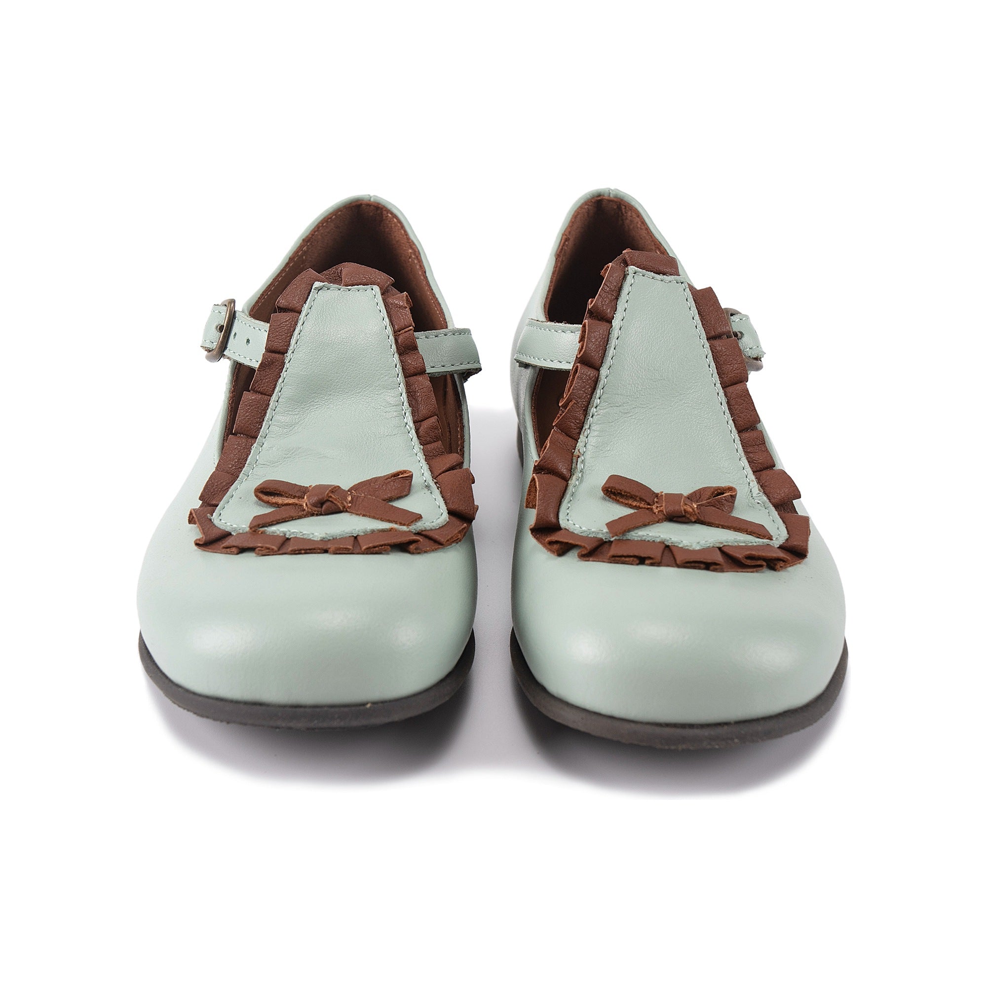 Girls Light Blue Leather Shoes